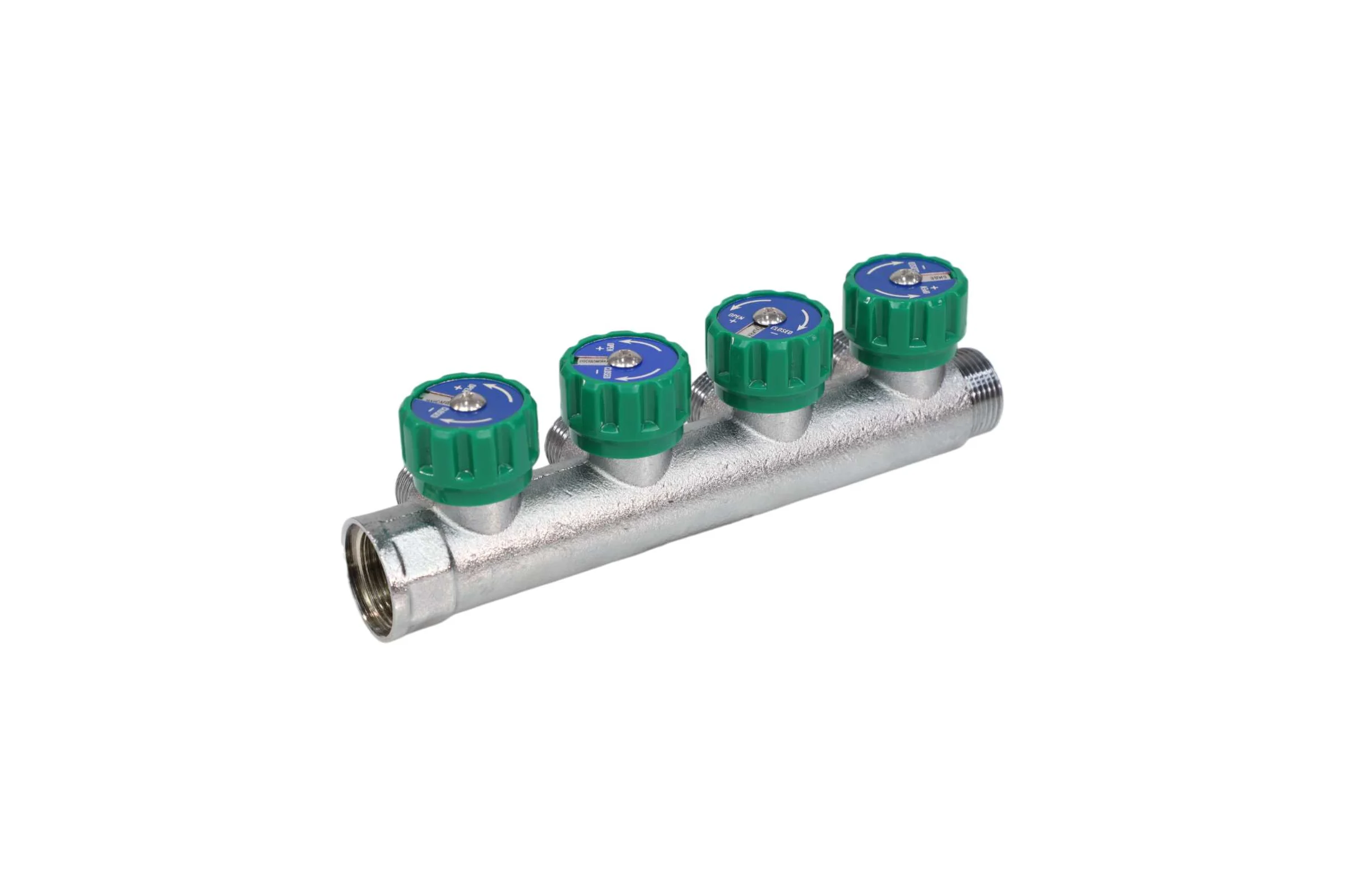 Коллектор лат клап рег SantechSystems 3/4", 4 выхода под плоское уплотнение 1/2" н/р, межосевое расстояние между выходами 45мм 129-8674
