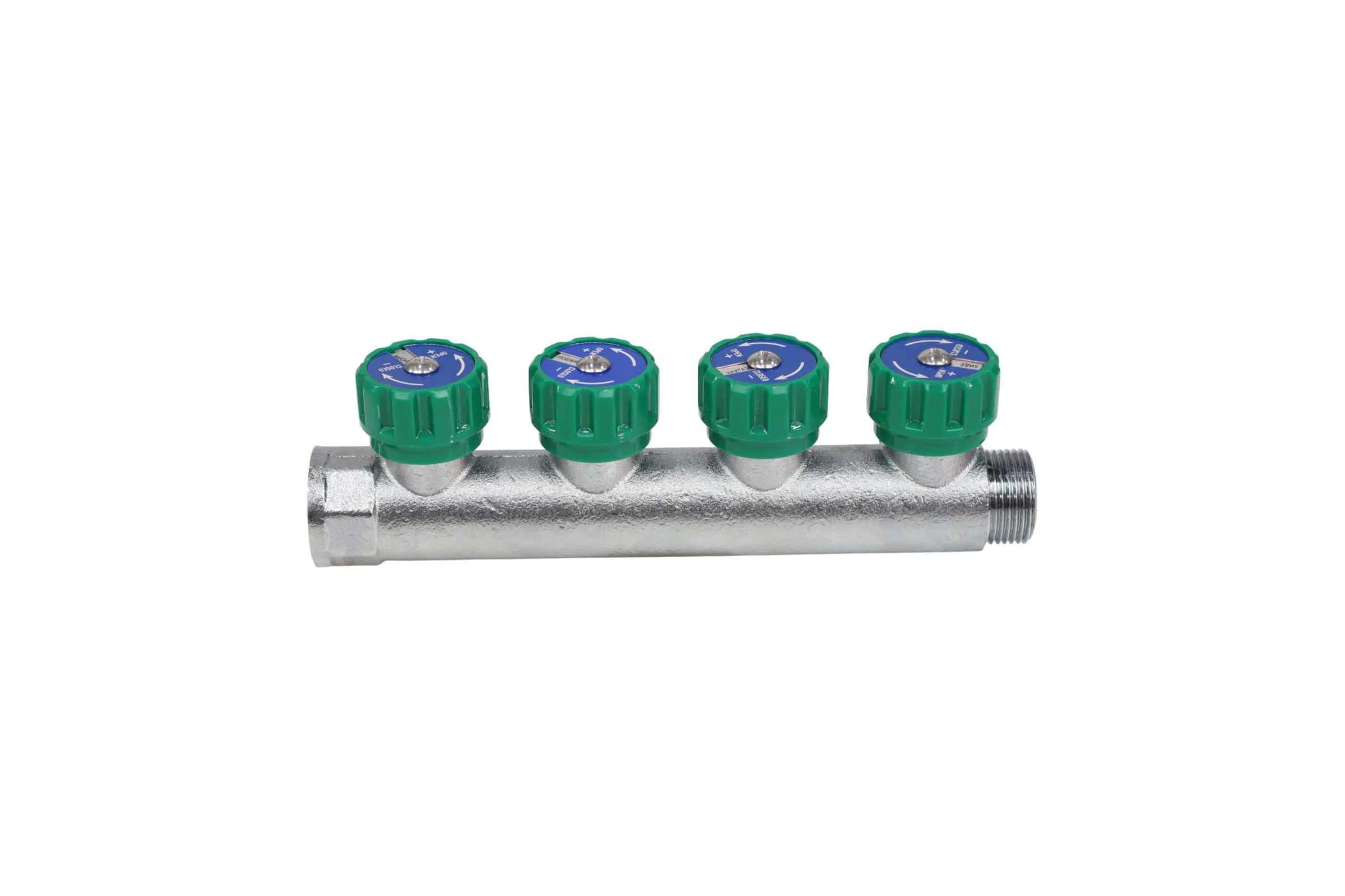 Коллектор лат клап рег SantechSystems 3/4", 4 выхода под плоское уплотнение 1/2" н/р, межосевое расстояние между выходами 45мм 129-8674