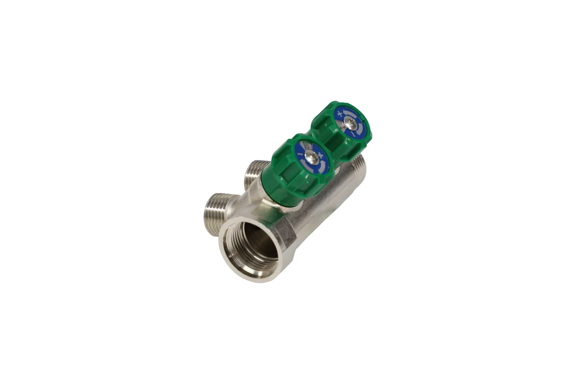 Коллектор с регулирующими клапанами SantechSystems 3/4", 2 выхода под плоское уплотнение 1/2" н/р, межосевое расстояние между выходами 36мм 129-9345