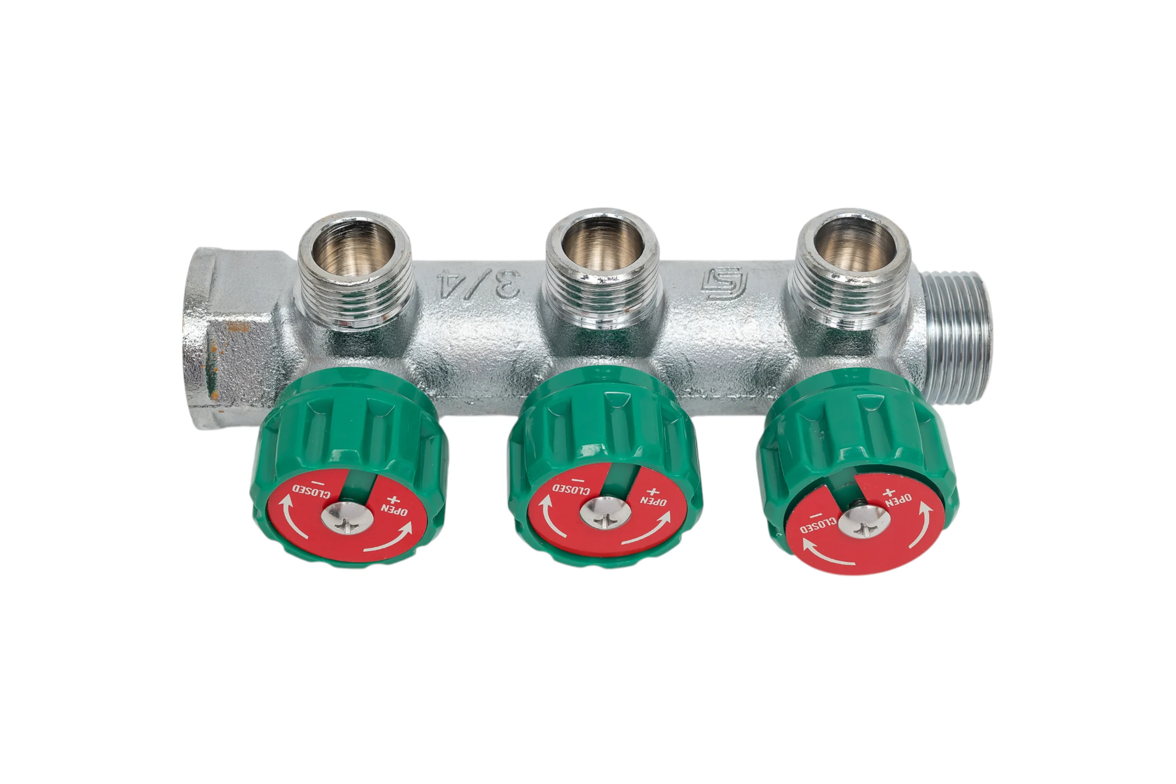 Коллектор лат клап рег SantechSystems 3/4", 3 выхода под плоское уплотнение 1/2" н/р, межосевое расстояние между выходами 45мм 129-8673
