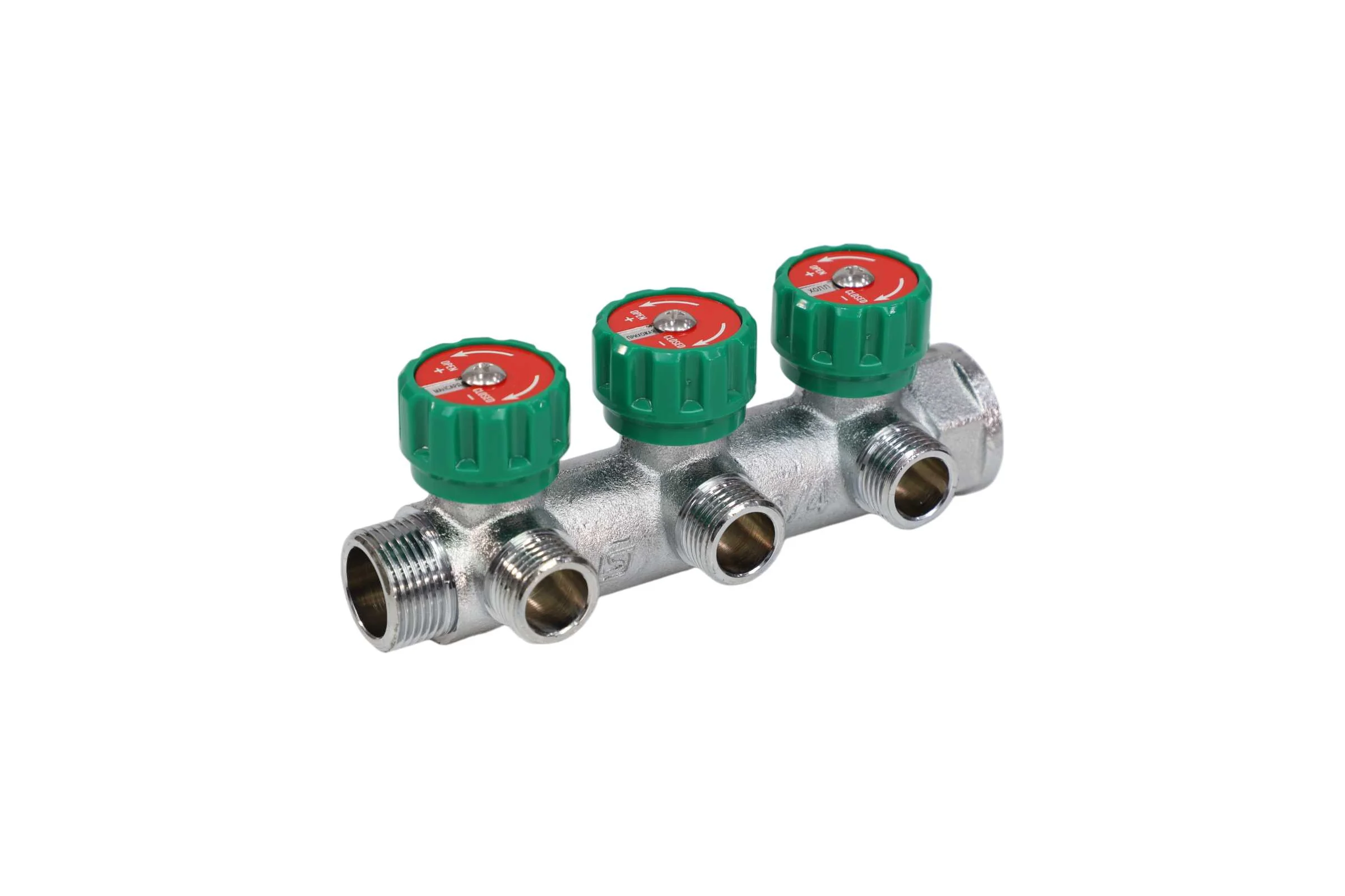 Коллектор лат клап рег SantechSystems 3/4", 3 выхода под плоское уплотнение 1/2" н/р, межосевое расстояние между выходами 45мм 129-8673