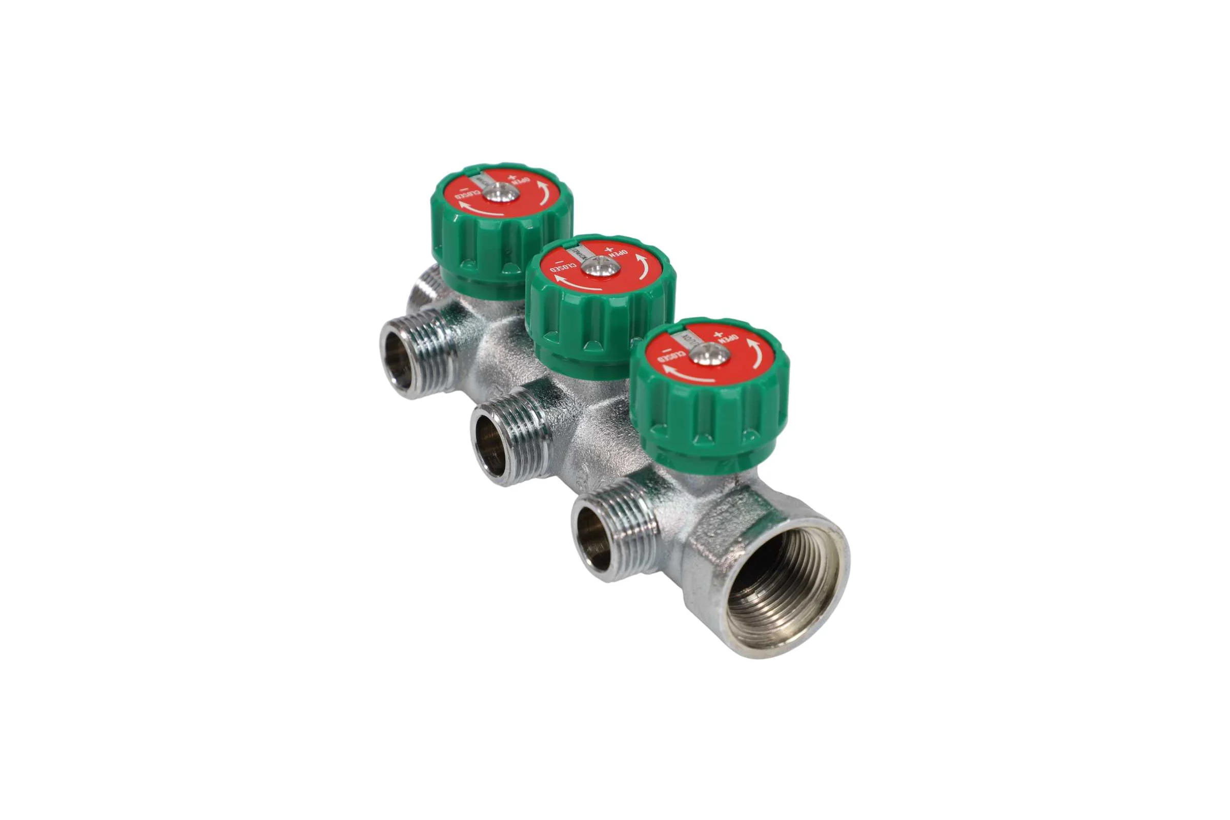 Коллектор лат клап рег SantechSystems 3/4", 3 выхода под плоское уплотнение 1/2" н/р, межосевое расстояние между выходами 45мм 129-8673