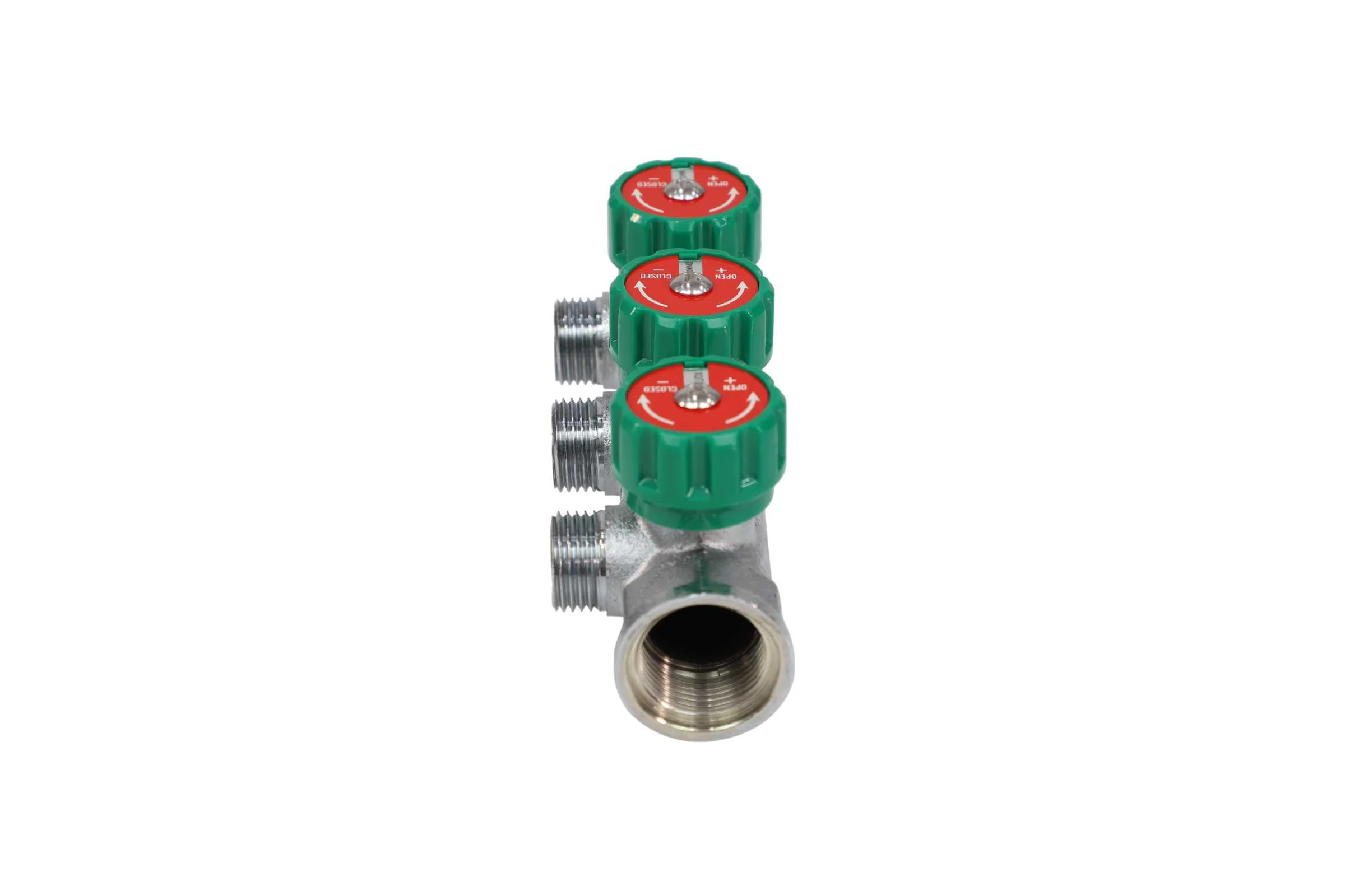 Коллектор лат клап рег SantechSystems 3/4", 3 выхода под плоское уплотнение 1/2" н/р, межосевое расстояние между выходами 45мм 129-8673