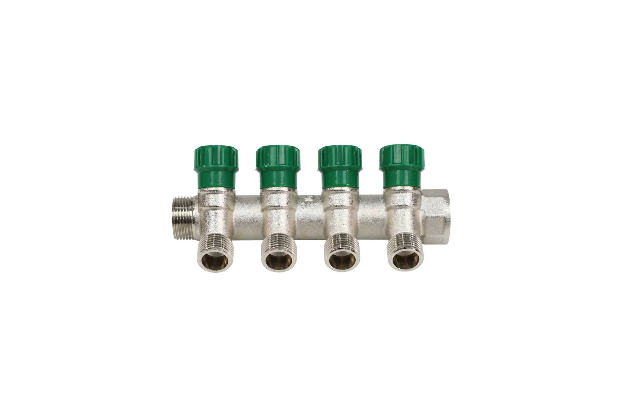 Коллектор лат клап рег SantechSystems 3/4", 4 выхода под плоское уплотнение 1/2" н/р, межосевое расстояние между выходами 36мм 129-9347