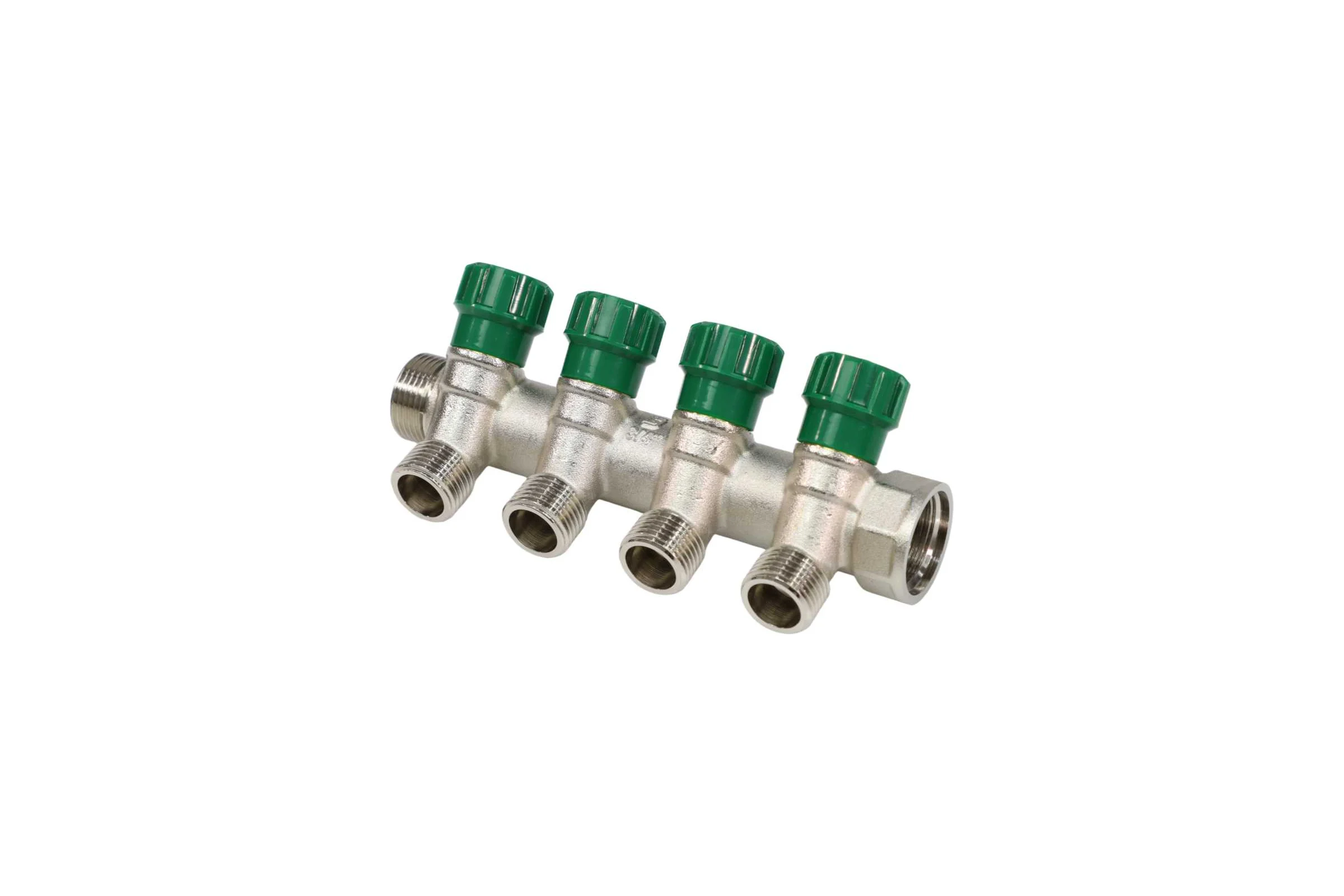 Коллектор лат клап рег SantechSystems 3/4", 4 выхода под плоское уплотнение 1/2" н/р, межосевое расстояние между выходами 36мм 129-9347