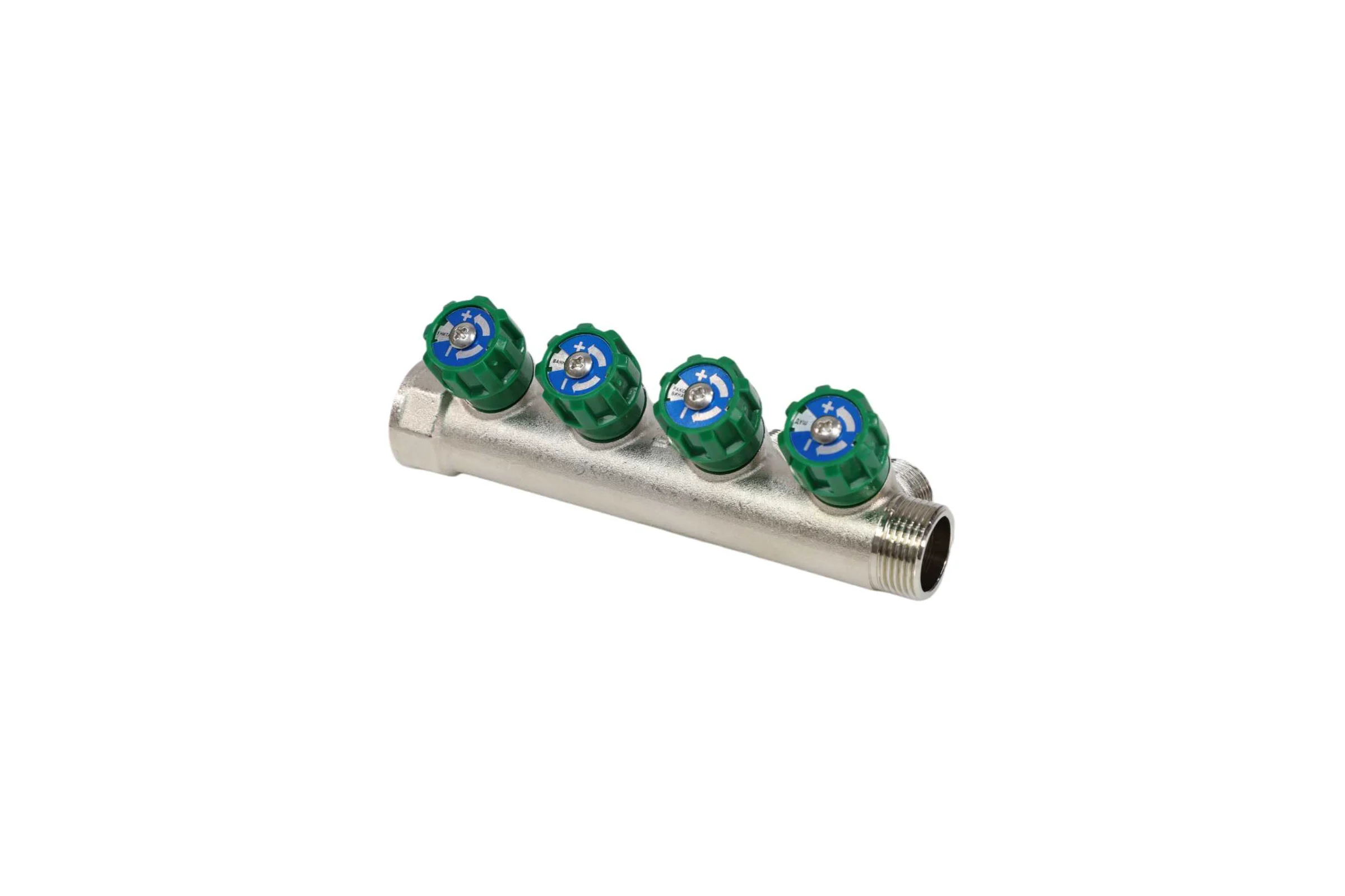 Коллектор лат клап рег SantechSystems 3/4", 4 выхода под плоское уплотнение 1/2" н/р, межосевое расстояние между выходами 36мм 129-9347