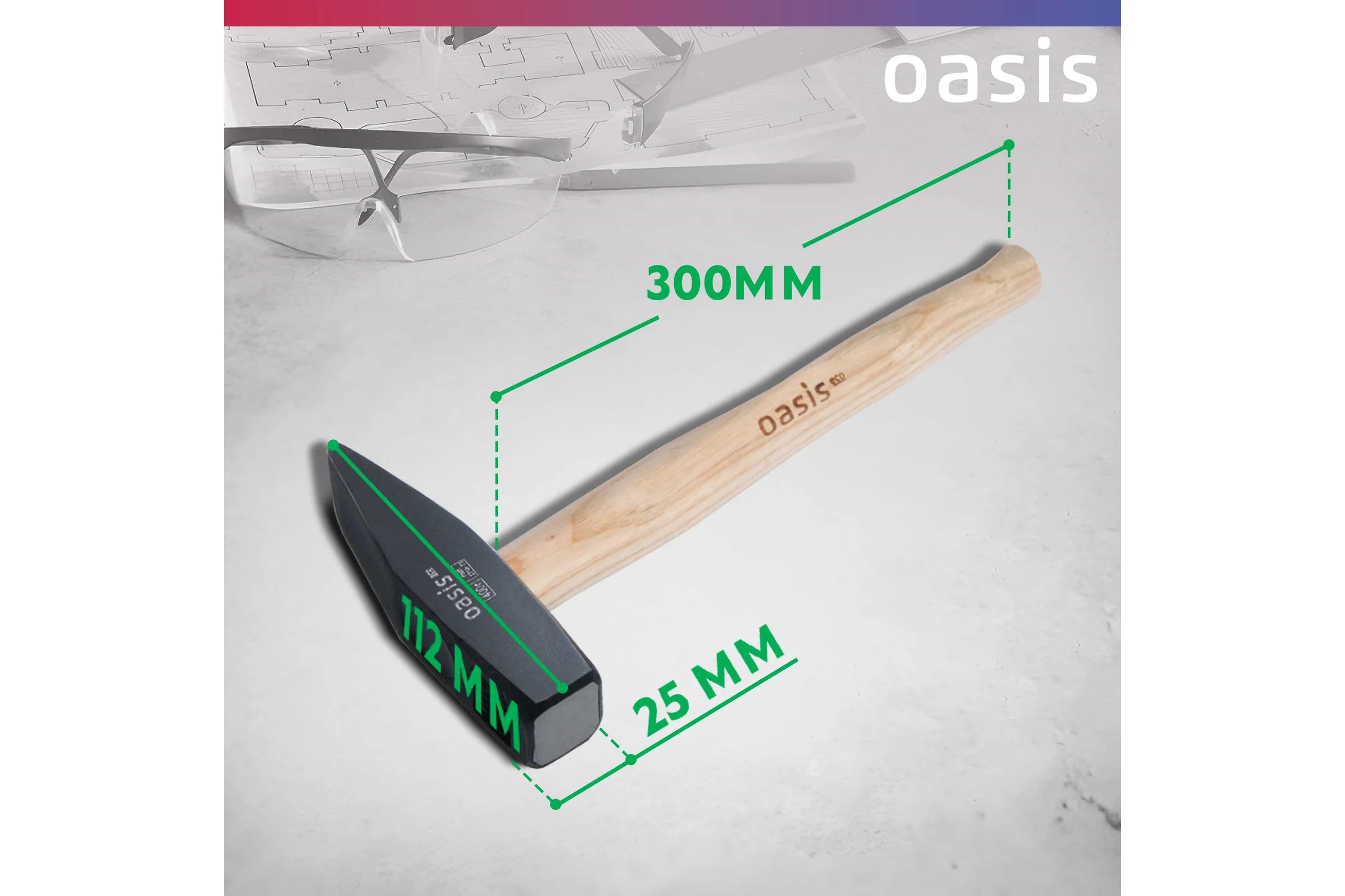 Слесарный молоток OASIS с деревянной рукояткой Eco 400 г 103010603002