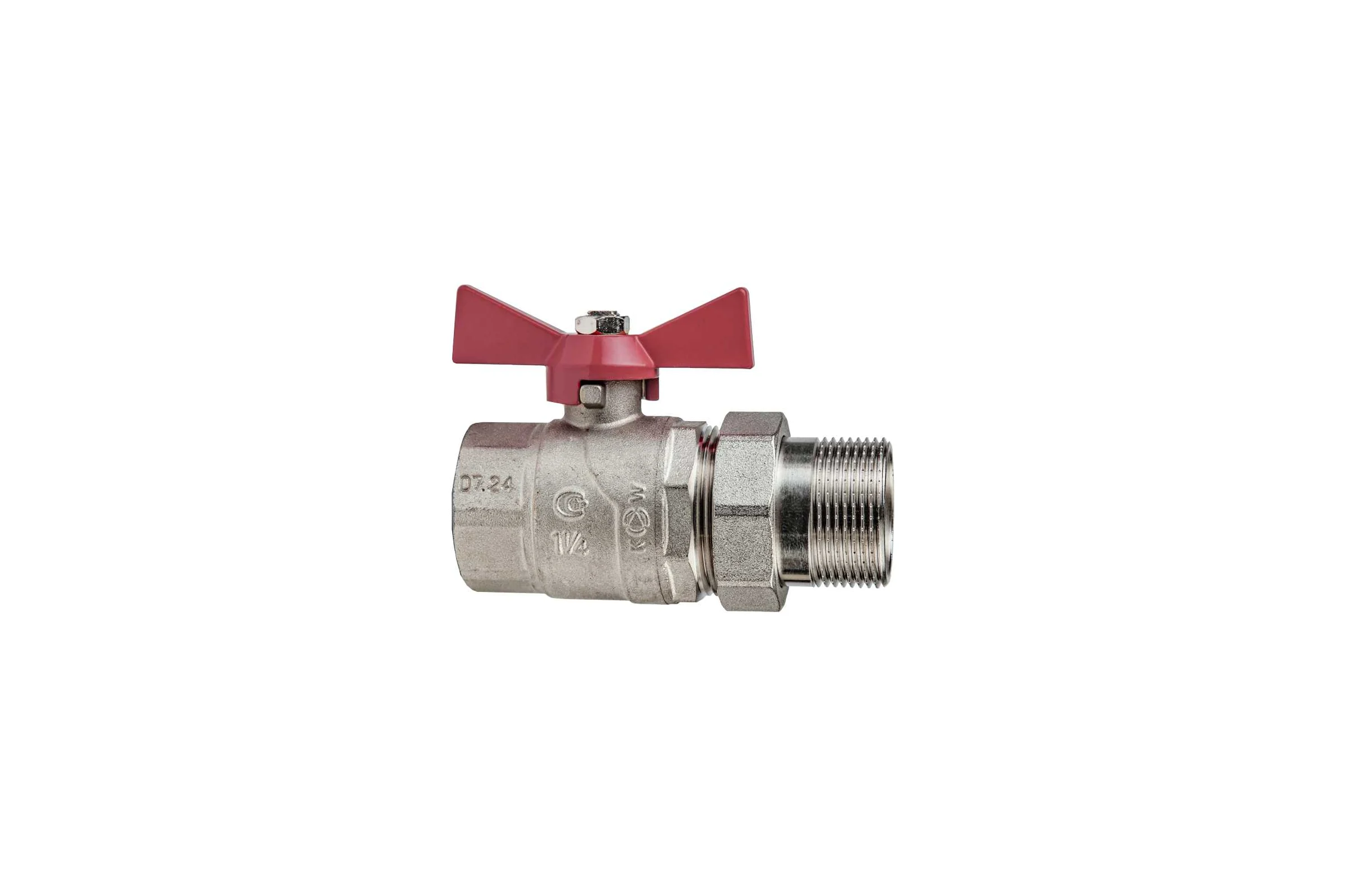 Шаровой кран KROMWELL с полусгоном, 1 1/4", ВР-НР, ручка бабочка KW.185.07