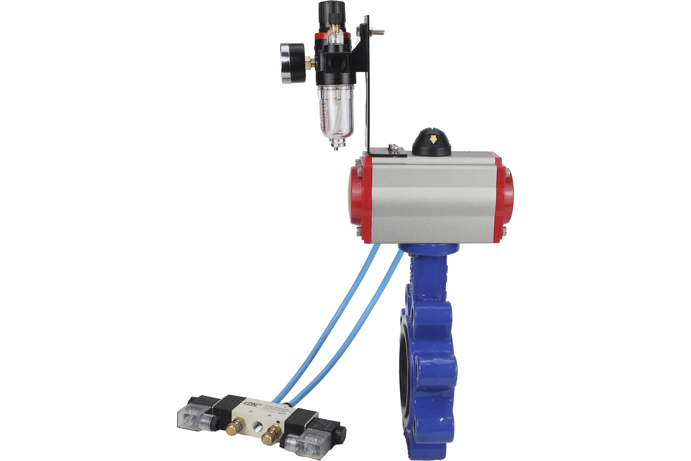 Затвор DN.ru QT450-304-NBR-2W-Fb-H Ду150 Ру16 LUG пн.привод, пн.распределитель, БПВ D050-52069