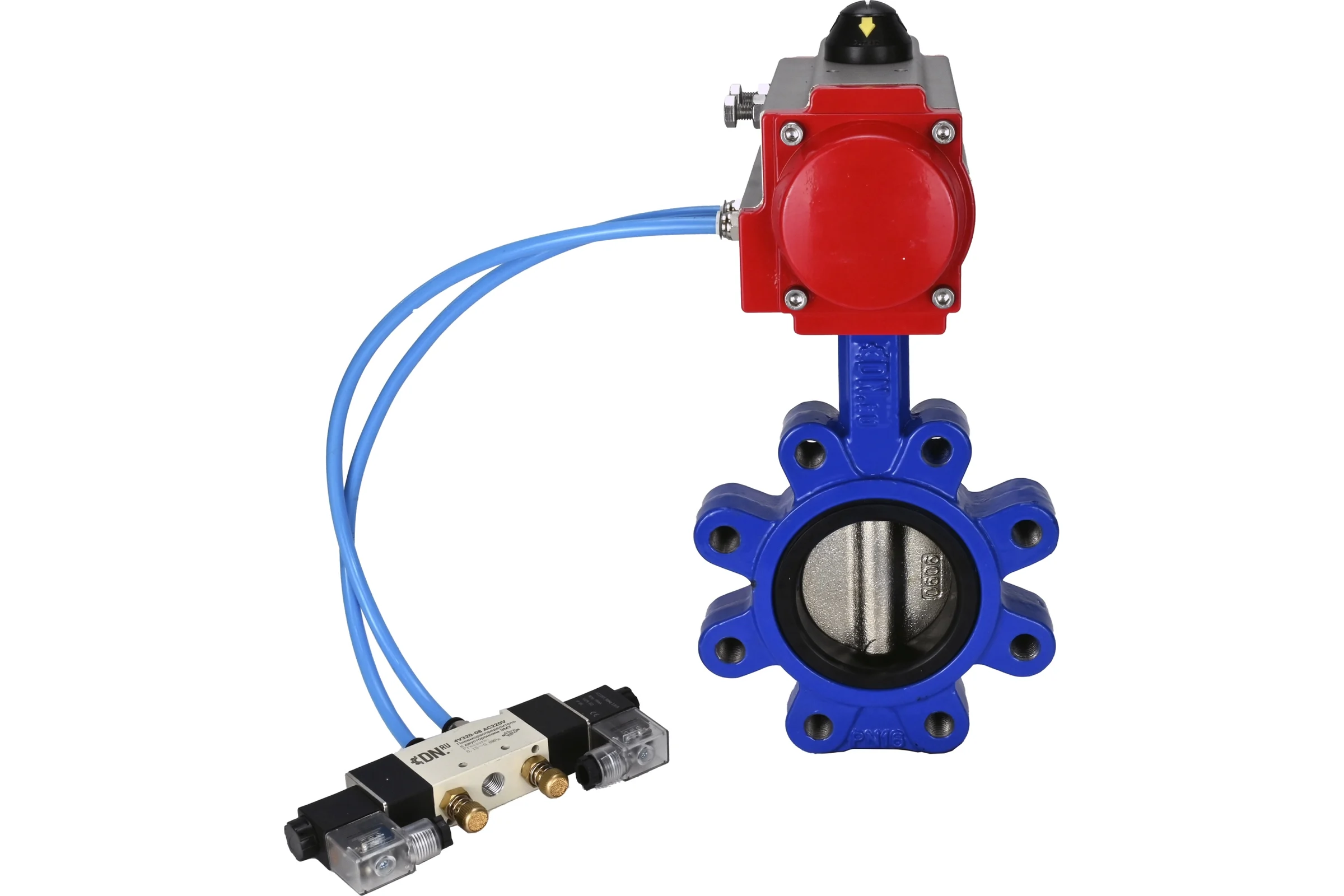 Затвор DN.ru QT450-304-NBR-2W-Fb-H Ду150 Ру16 LUG пневмопривод, пн.распределитель D050-51973