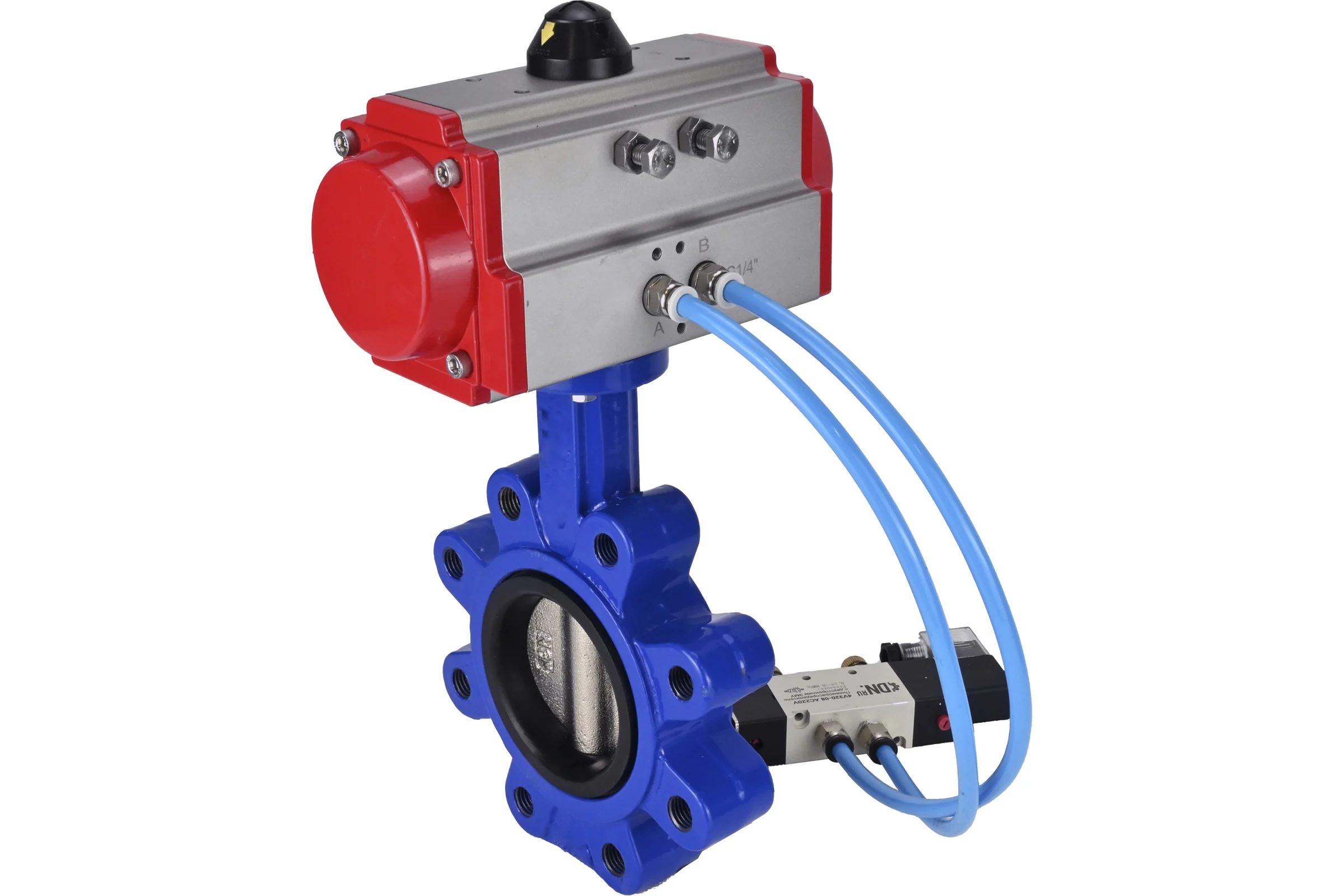 Затвор DN.ru QT450-304-NBR-2W-Fb-H Ду150 Ру16 LUG пневмопривод, пн.распределитель D050-51973