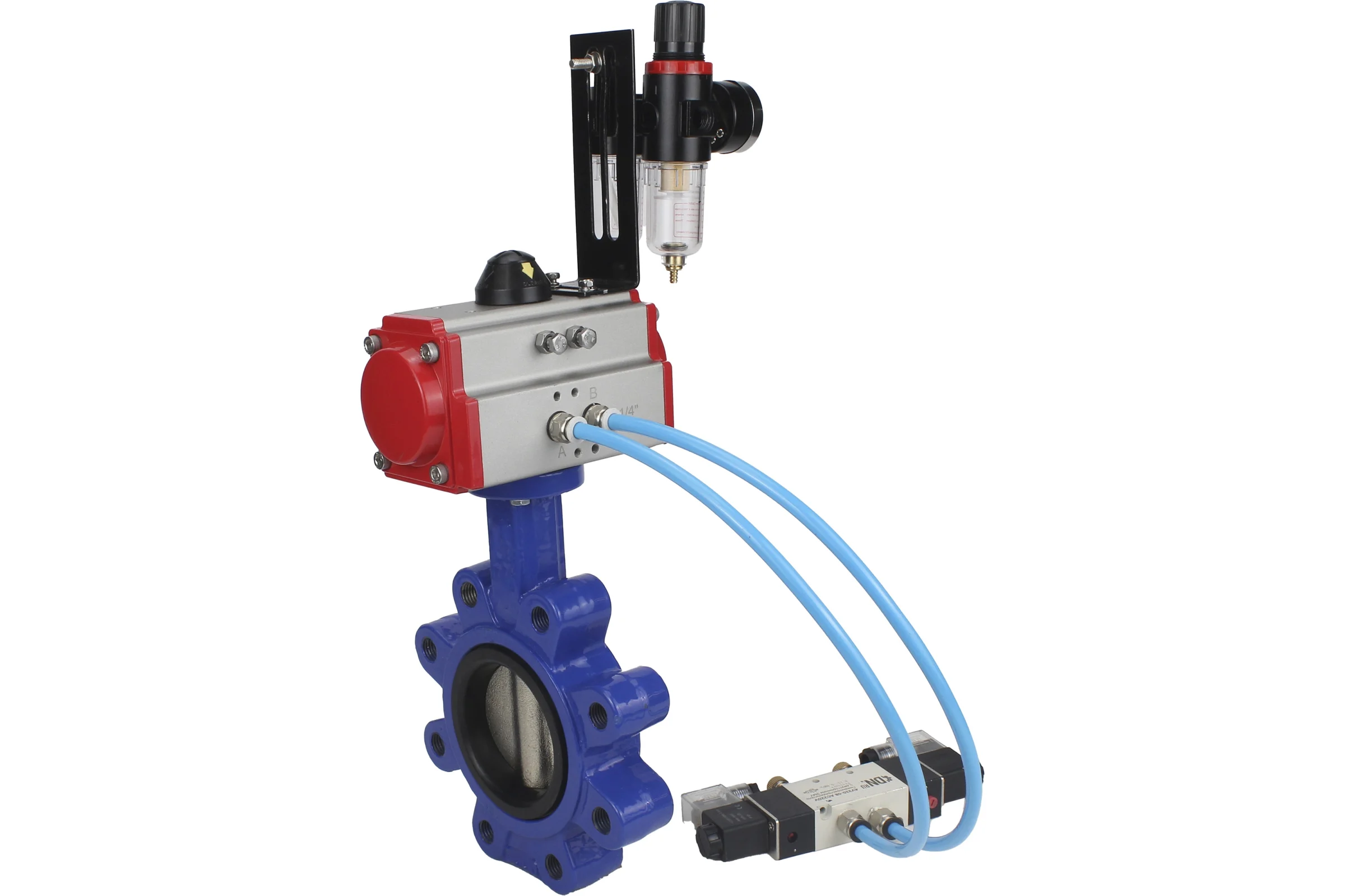 Затвор DN.ru QT450-304-NBR-2W-Fb-H Ду125 Ру16 LUG пн.привод, пн.распределитель, БПВ D050-50430