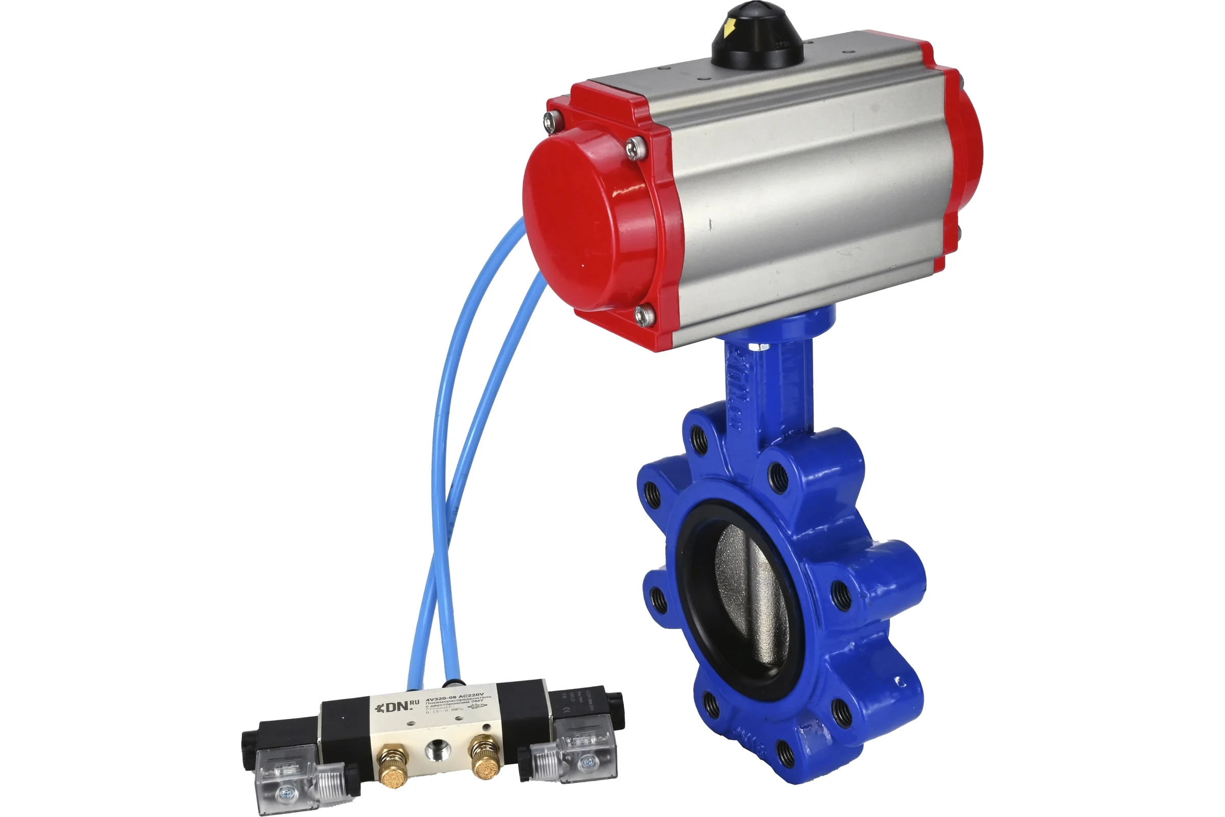 Затвор DN.ru QT450-304-NBR-2W-Fb-H Ду125 Ру16 LUG пневмопривод, пн.распределитель D050-51972