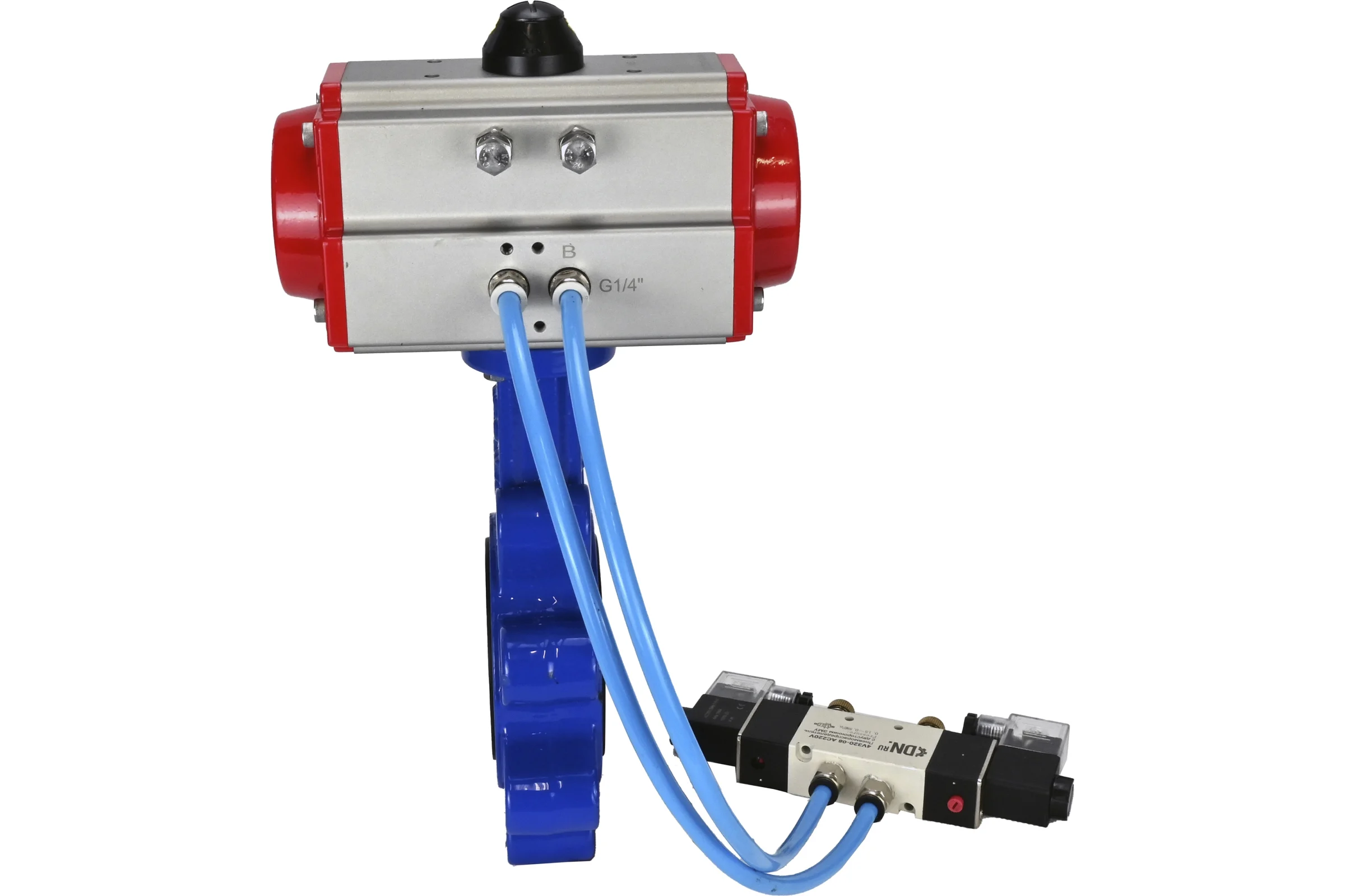 Затвор DN.ru QT450-304-NBR-2W-Fb-H Ду125 Ру16 LUG пневмопривод, пн.распределитель D050-51972