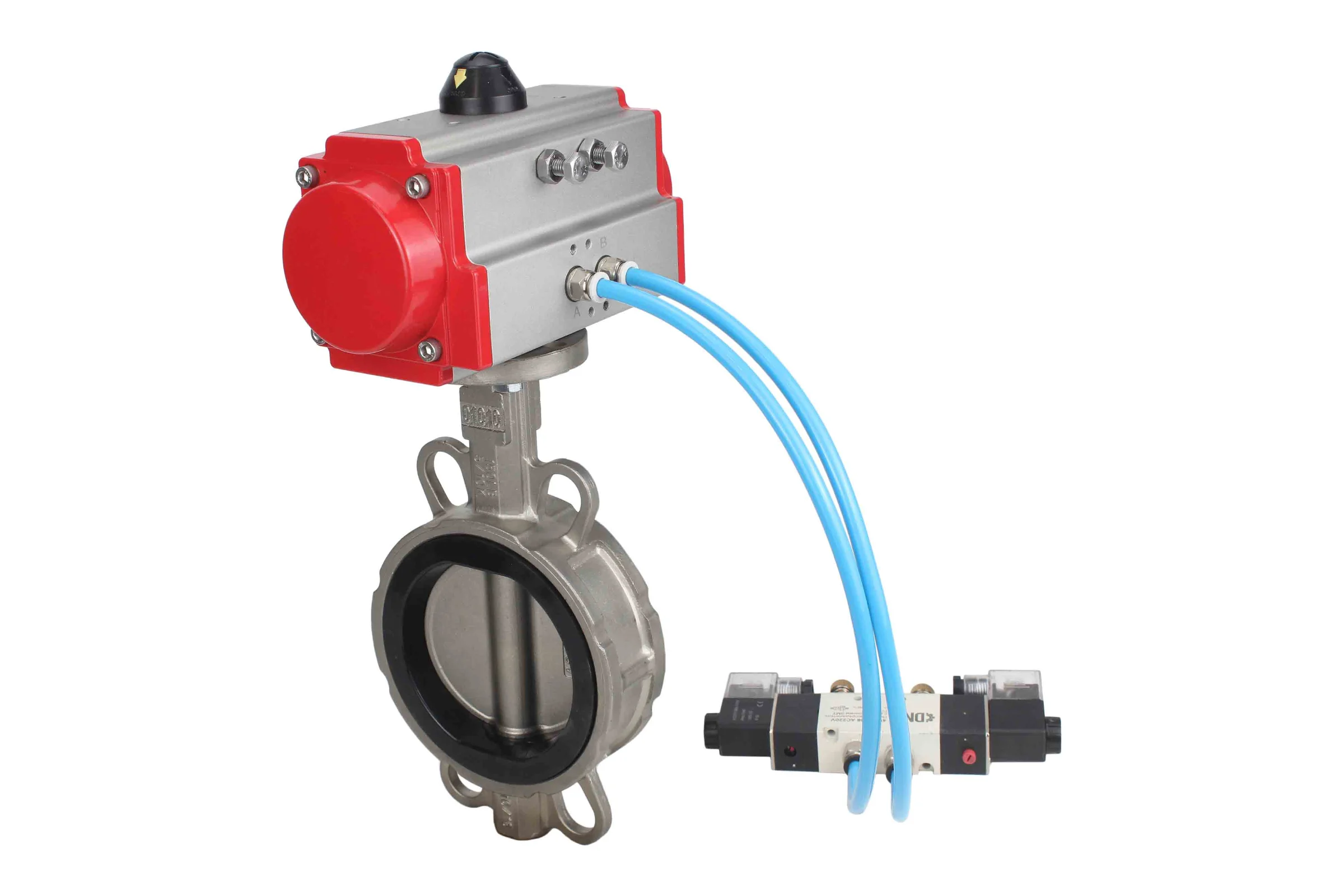 Затвор DN.ru 304-304-EPDM-2W-Fb-H Ду150 Ру16 пневмопривод, пневмораспределитель D050-46815