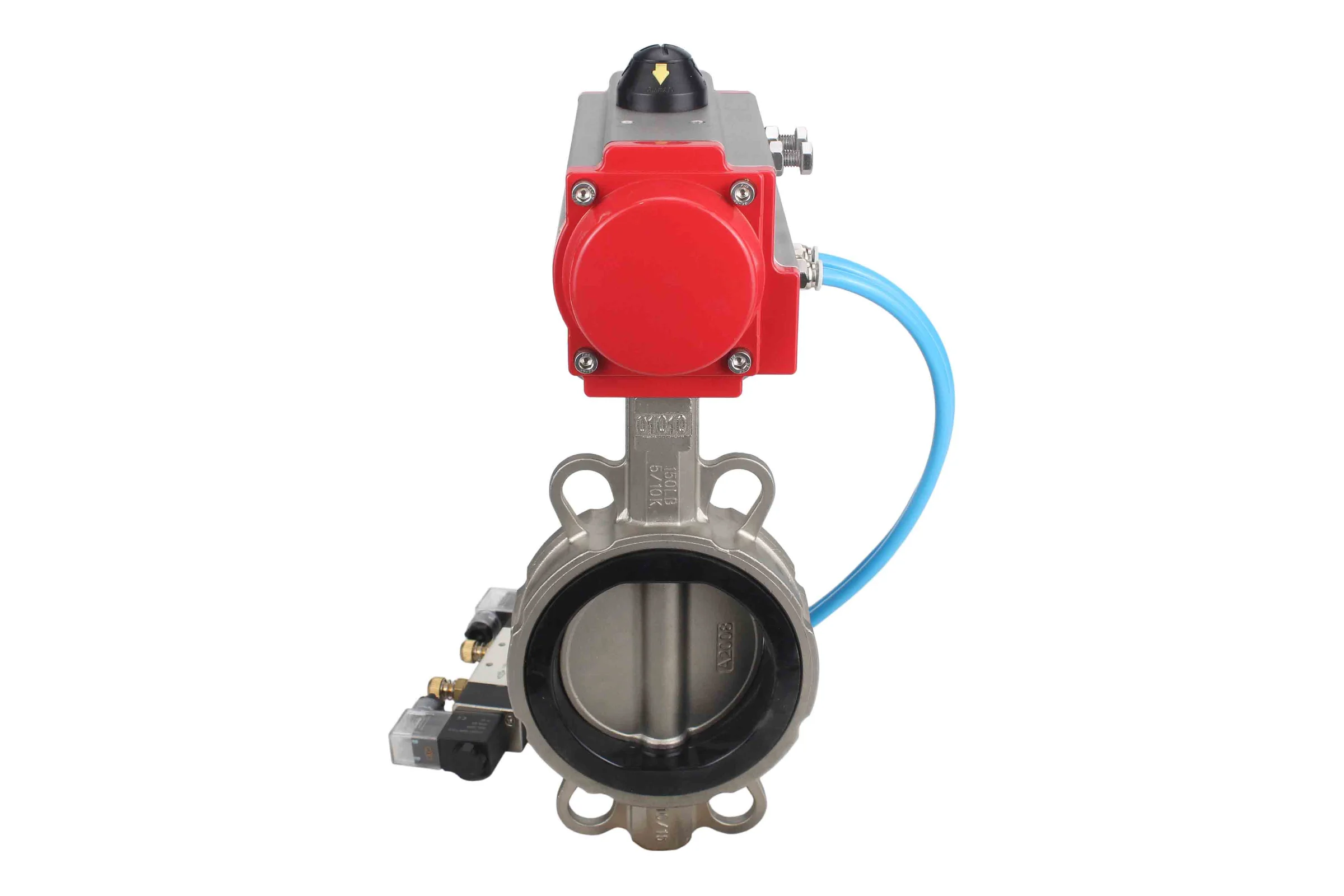 Затвор DN.ru 304-304-EPDM-2W-Fb-H Ду150 Ру16 пневмопривод, пневмораспределитель D050-46815