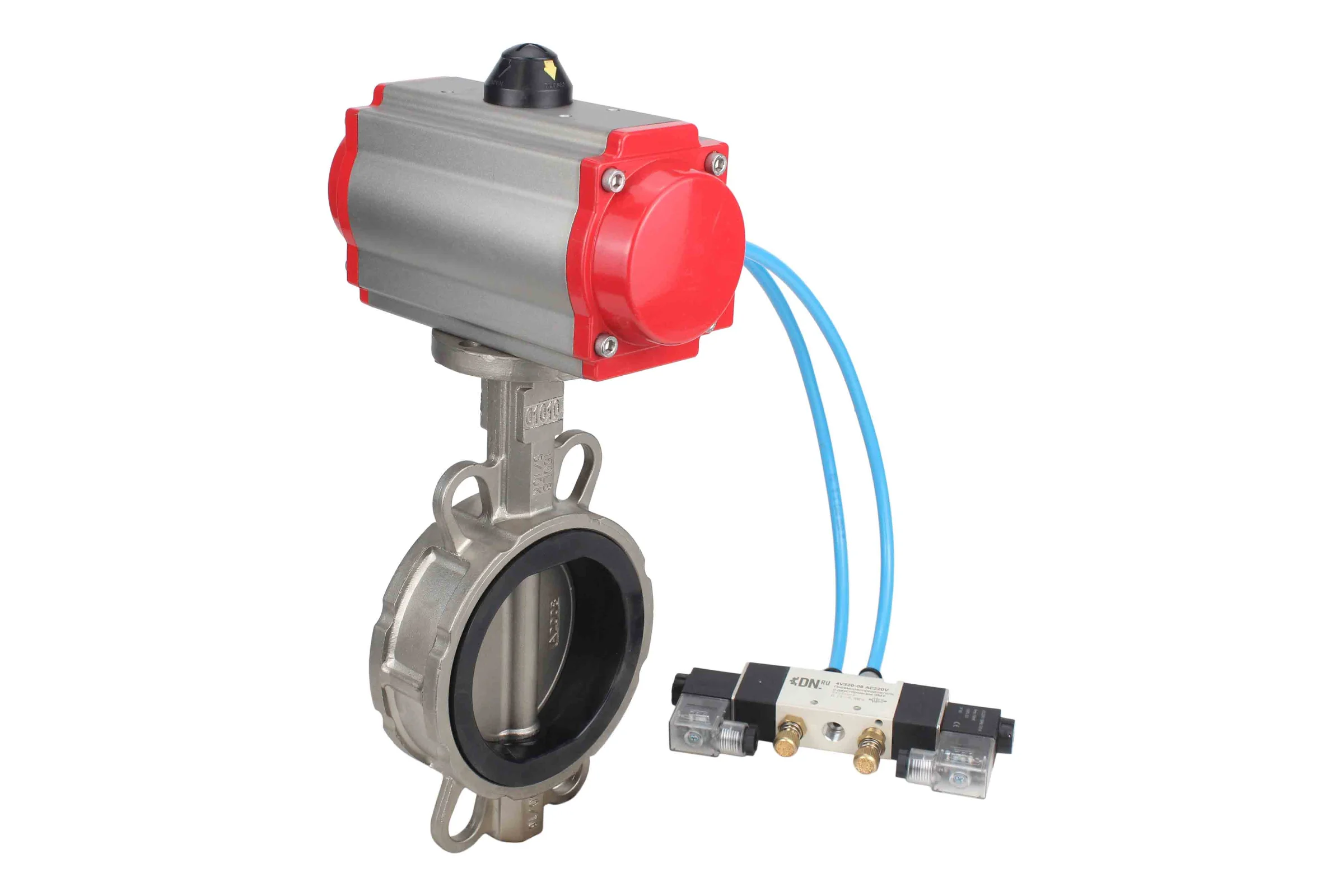 Затвор DN.ru 304-304-EPDM-2W-Fb-H Ду150 Ру16 пневмопривод, пневмораспределитель D050-46815