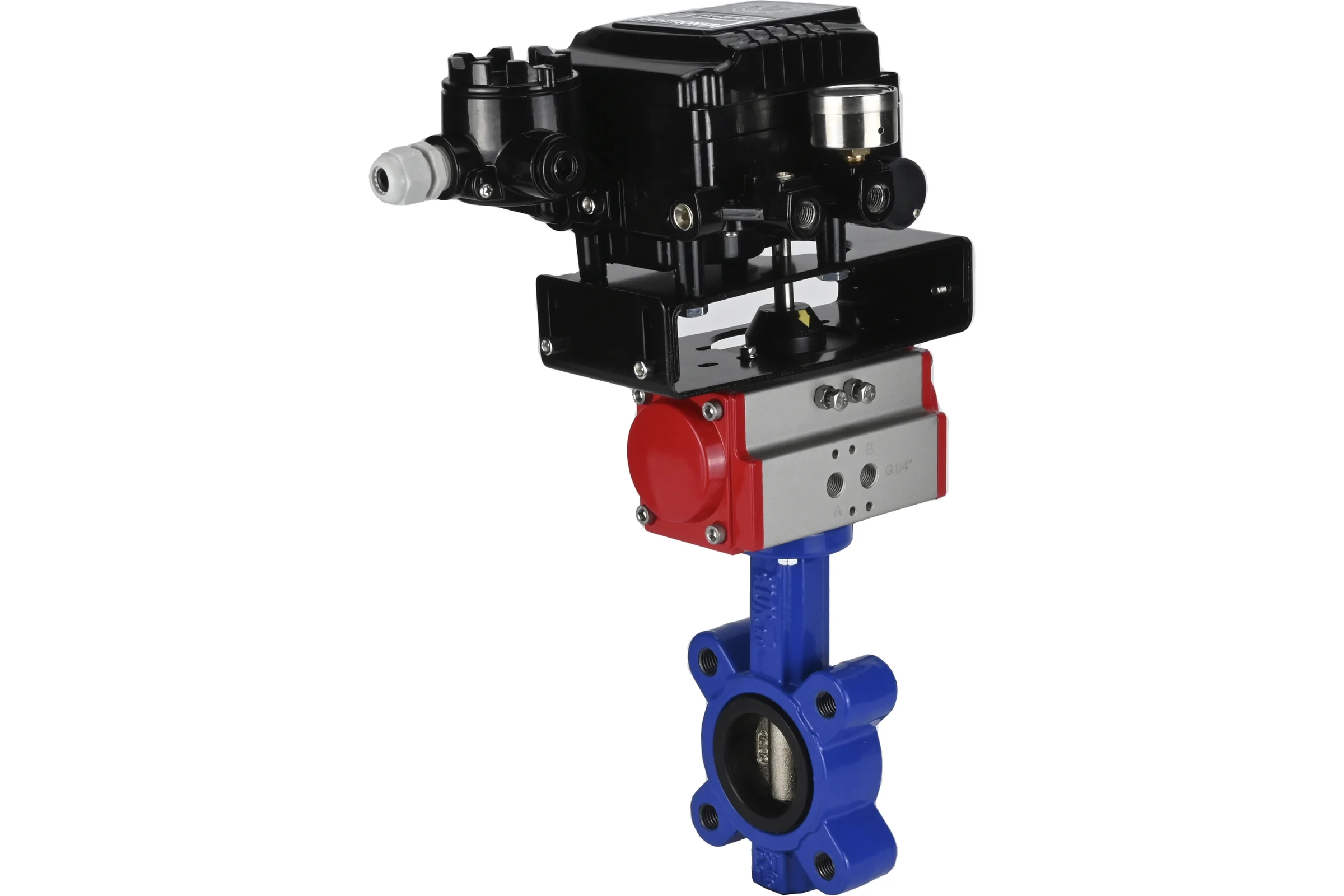 Затвор DN.ru QT450-QT450-EPDM-2W-Fb-H Ду125 Ру16 LUG пневмопривод, позиционер D050-51882