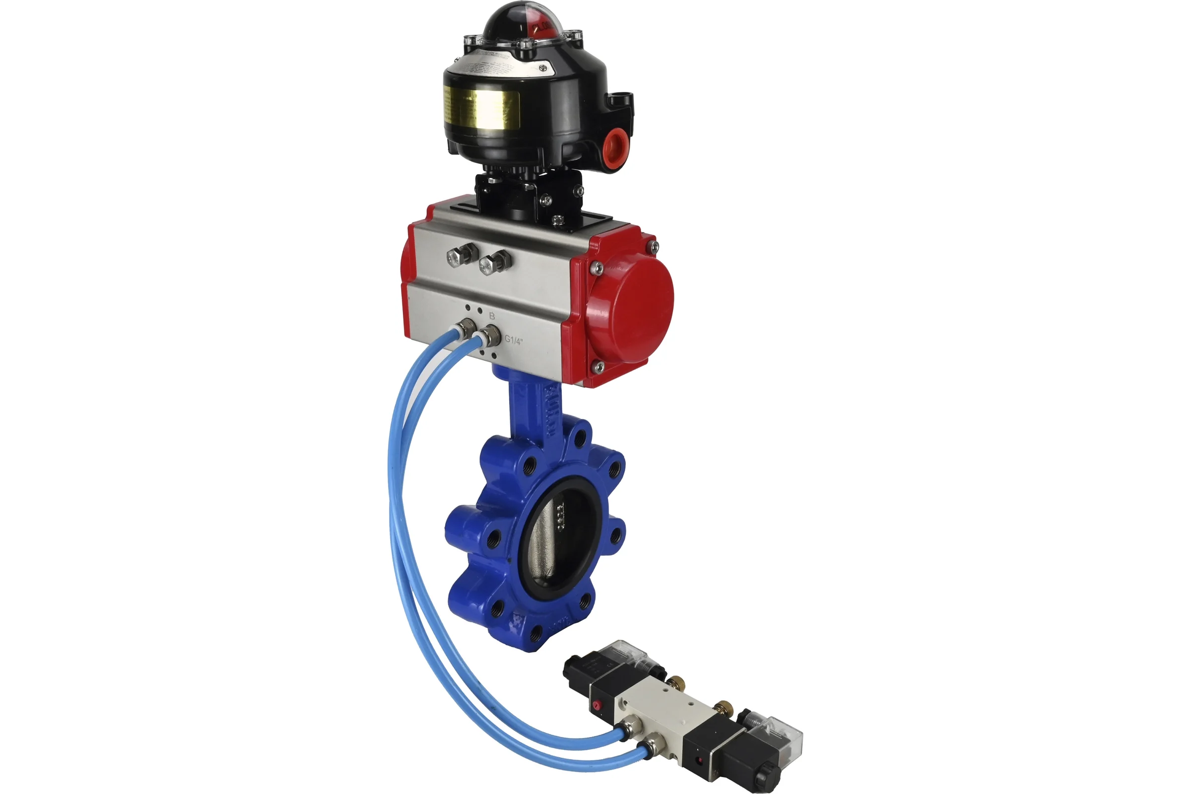 Затвор DN.ru QT450-QT450-NBR-2W-Fb-H Ду100 Ру16 LUG пн.привод, пн.распределитель, БКВ D050-50564
