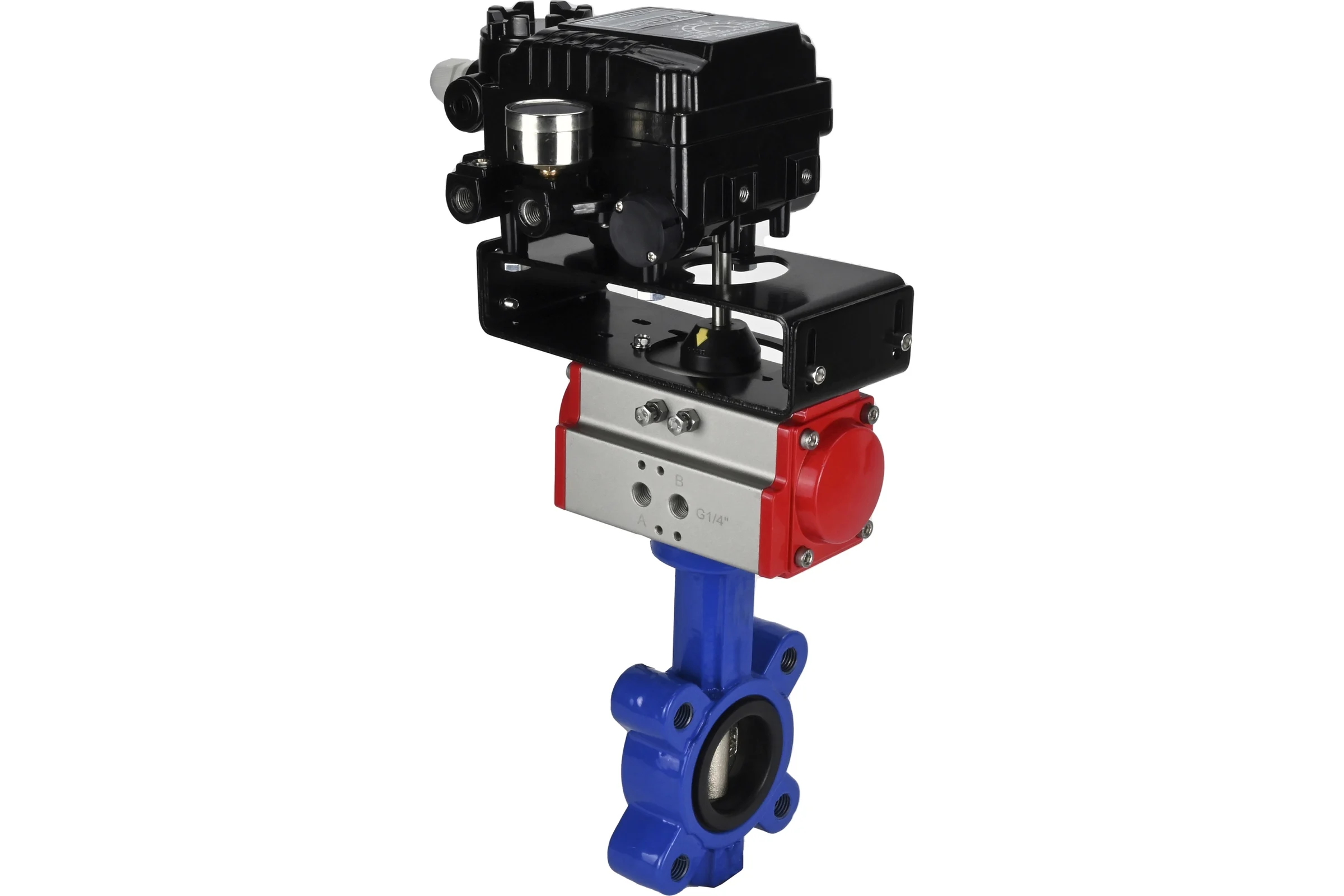 Затвор DN.ru QT450-QT450-NBR-2W-Fb-H Ду150 Ру16 LUG пневмопривод, позиционер D050-51865