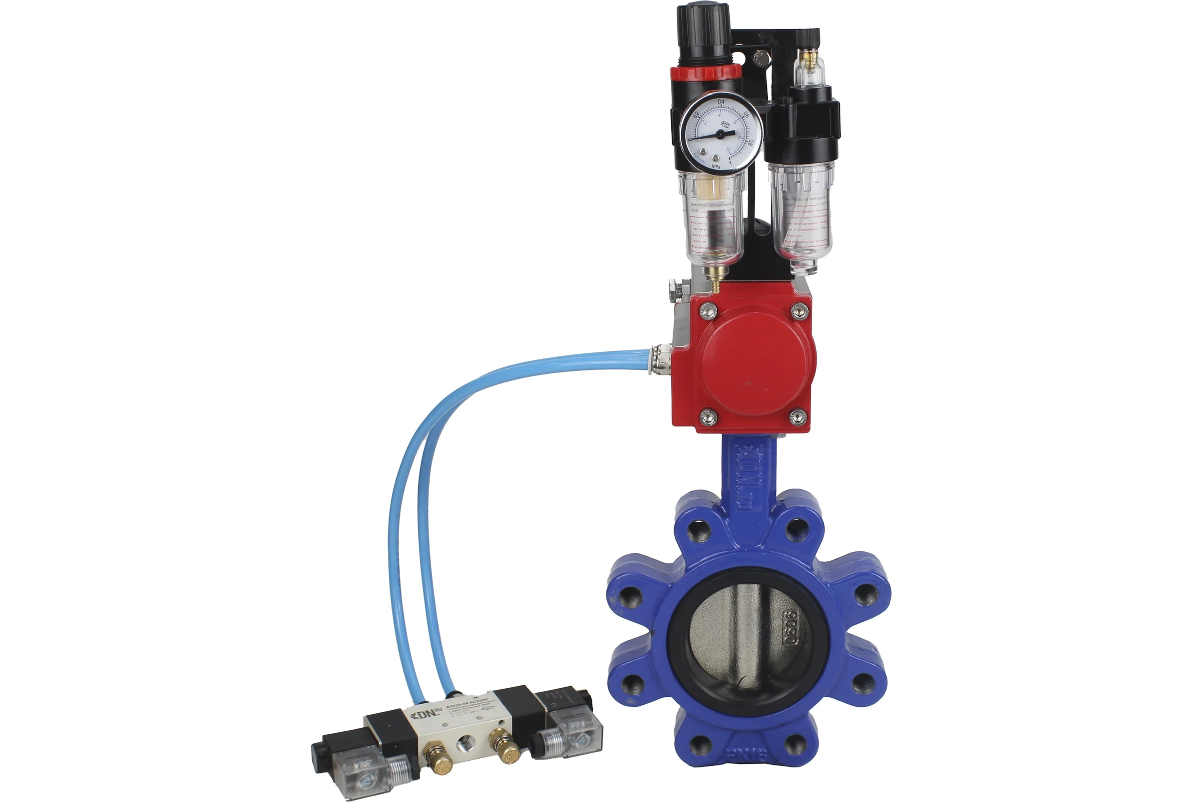 Затвор DN.ru QT450-304-EPDM-2W-Fb-H Ду125 Ру16 LUG пн.привод, пн.распределитель, БПВ D050-50424