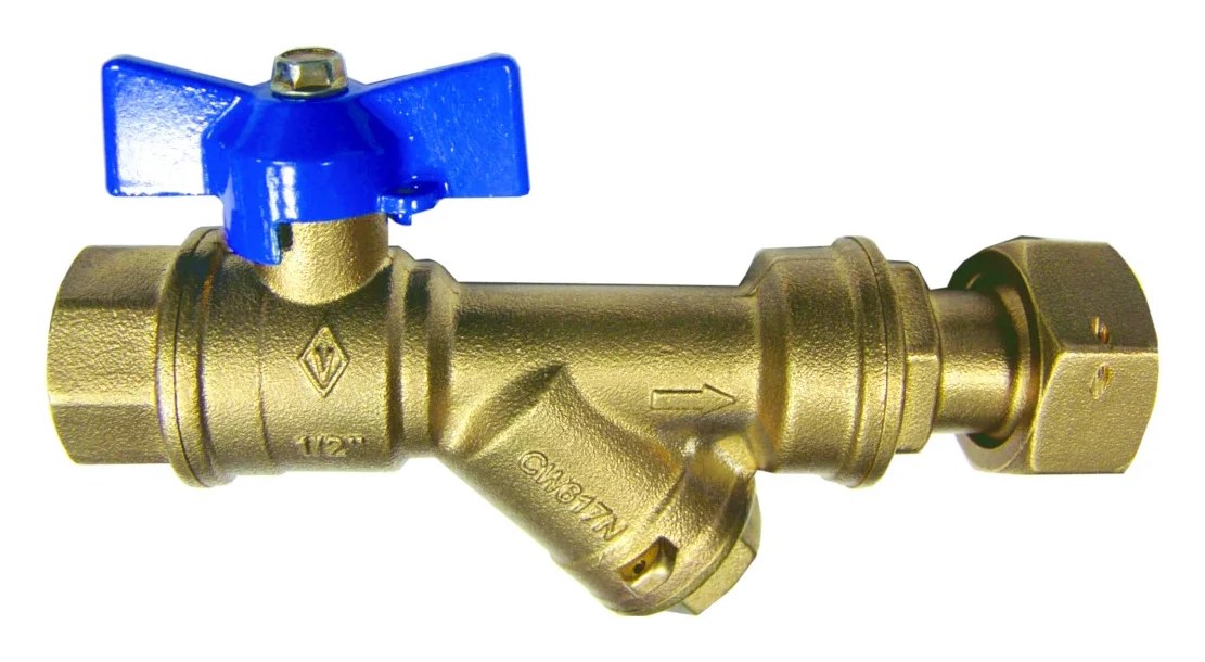 Kран шаровой для воды Bugatti с фильтром DN15 Rp1/2" x G3/4" PN20 арт.5501 05501026