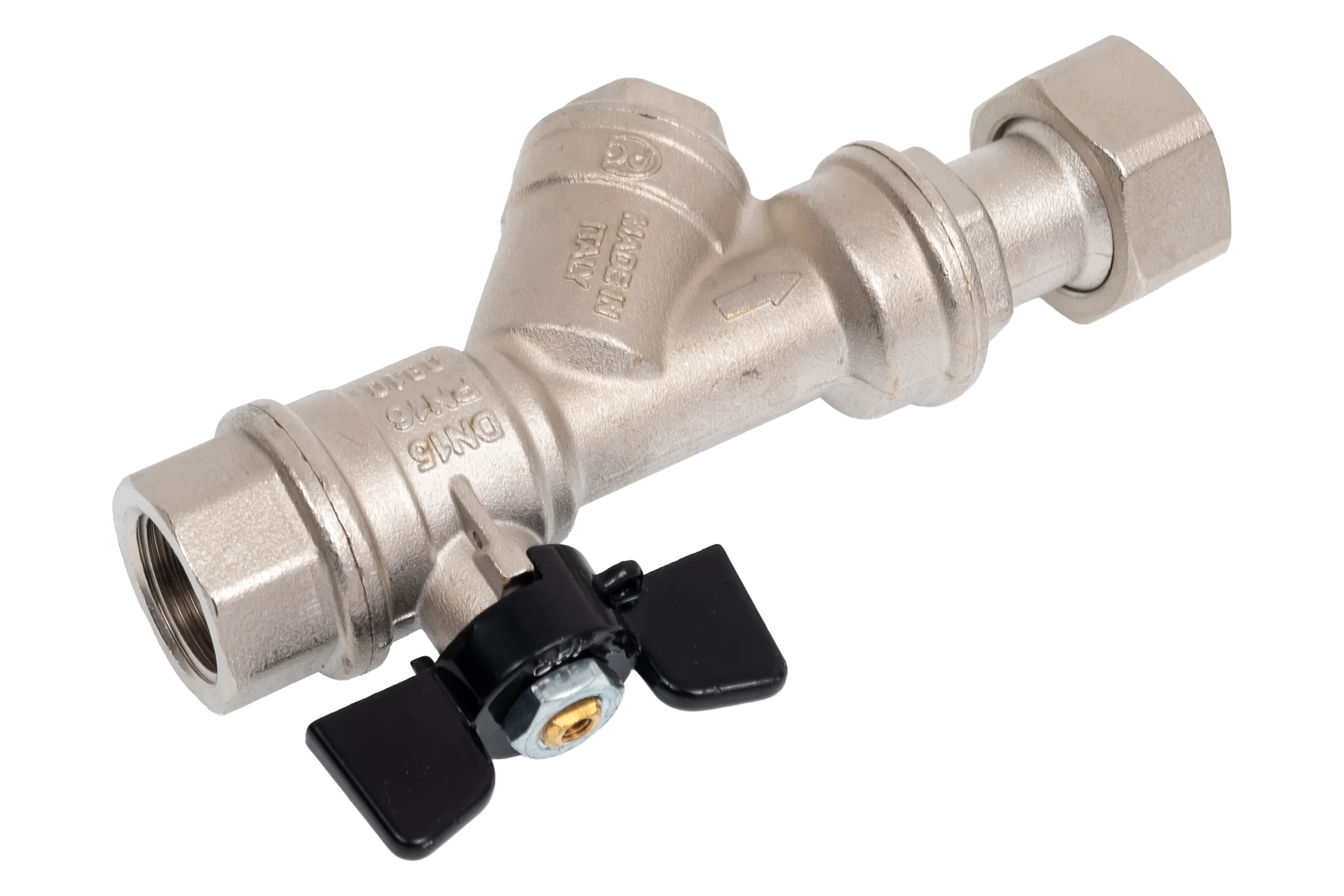 Kран шаровой для воды Bugatti с фильтром DN15 Rp1/2" x G3/4" PN20 арт.5501 05501026