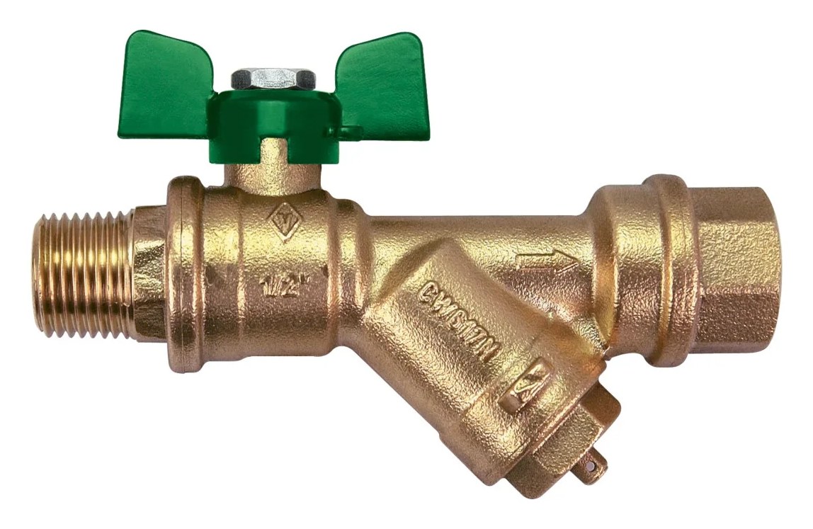 Kран шаровой для воды Bugatti с фильтром Eco Valve Rp1" x R3/4" DN20 PN20 арт.743G 07436G25