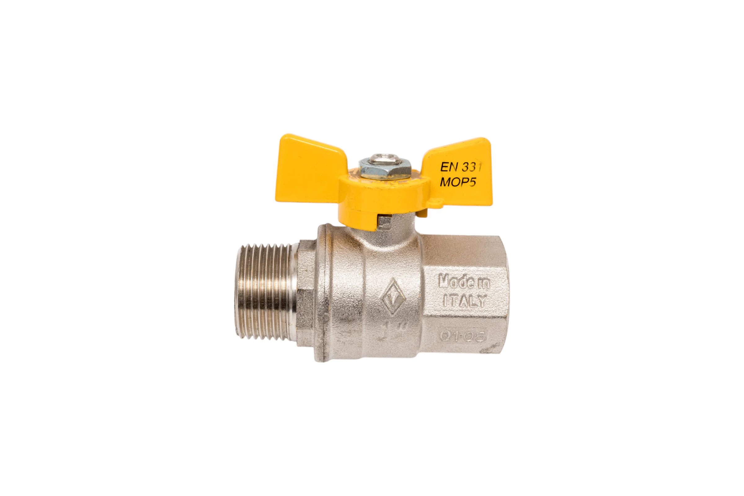 Kран шаровой для газа Bugatti EN331 Rp1"x R1" DN25 MOP5 арт.457 04570041