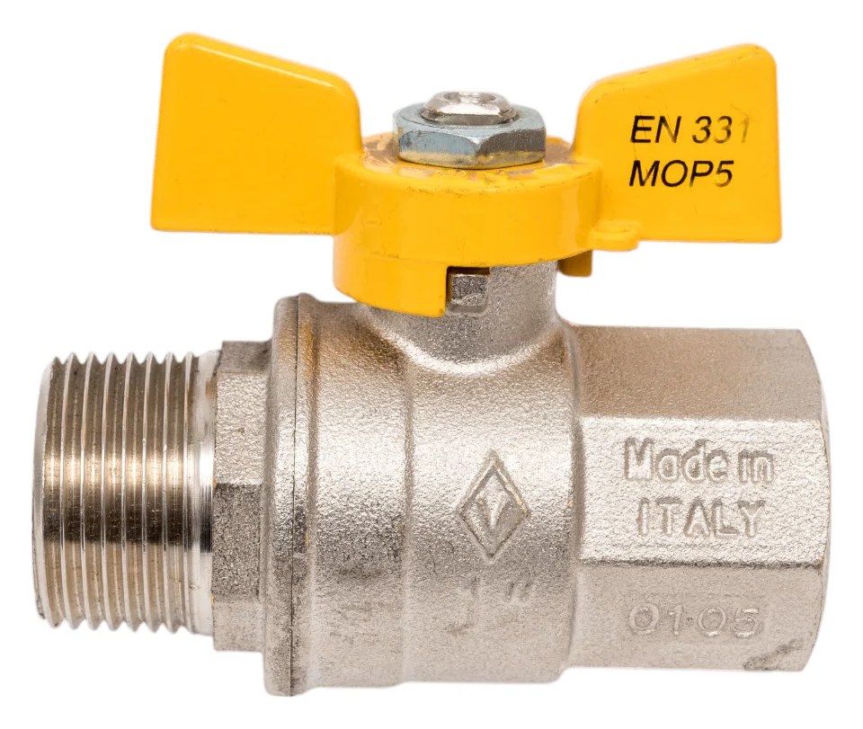 Kран шаровой для газа Bugatti EN331 Rp1"x R1" DN25 MOP5 арт.457 04570041