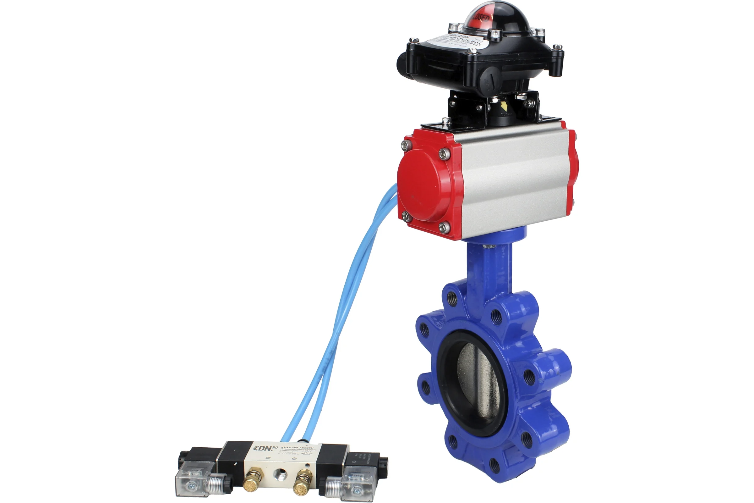 Затвор DN.ru QT450-304-EPDM-2W-Fb-H Ду150 Ру16 LUG пн.привод, пн.распределитель, БКВ D050-52207