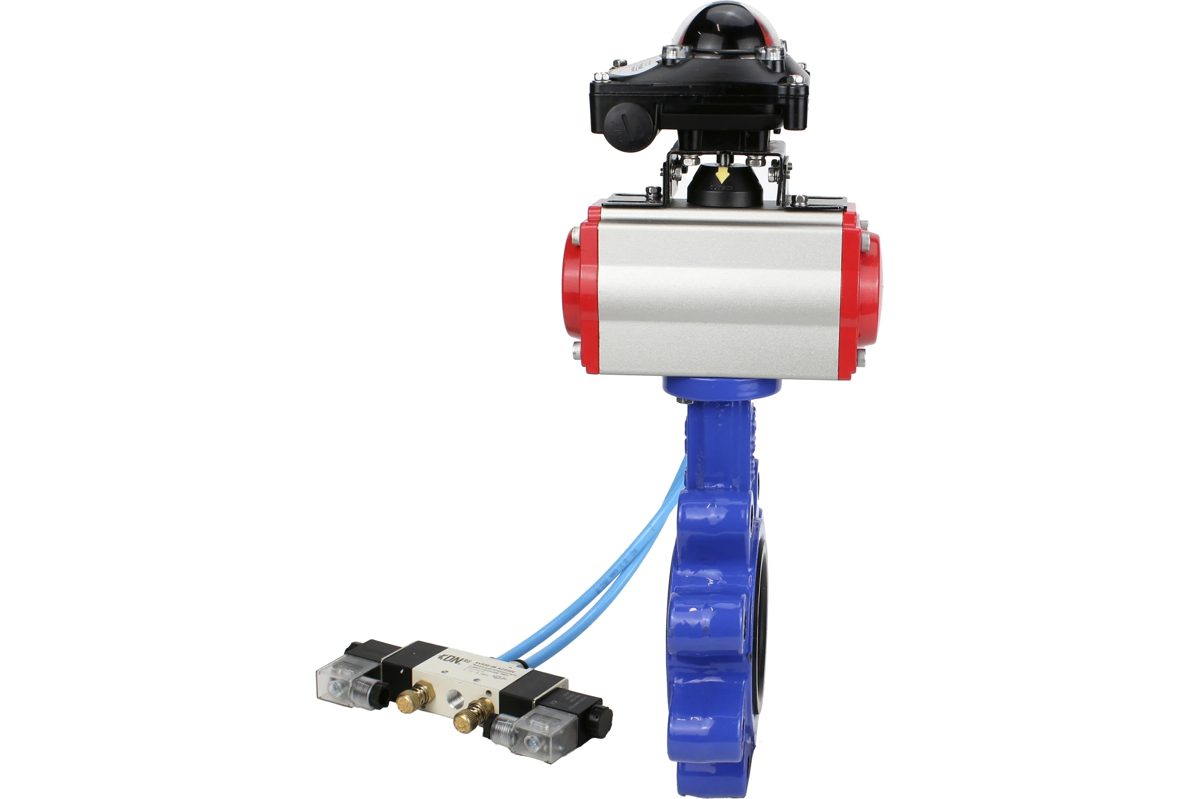 Затвор DN.ru QT450-304-EPDM-2W-Fb-H Ду150 Ру16 LUG пн.привод, пн.распределитель, БКВ D050-52207
