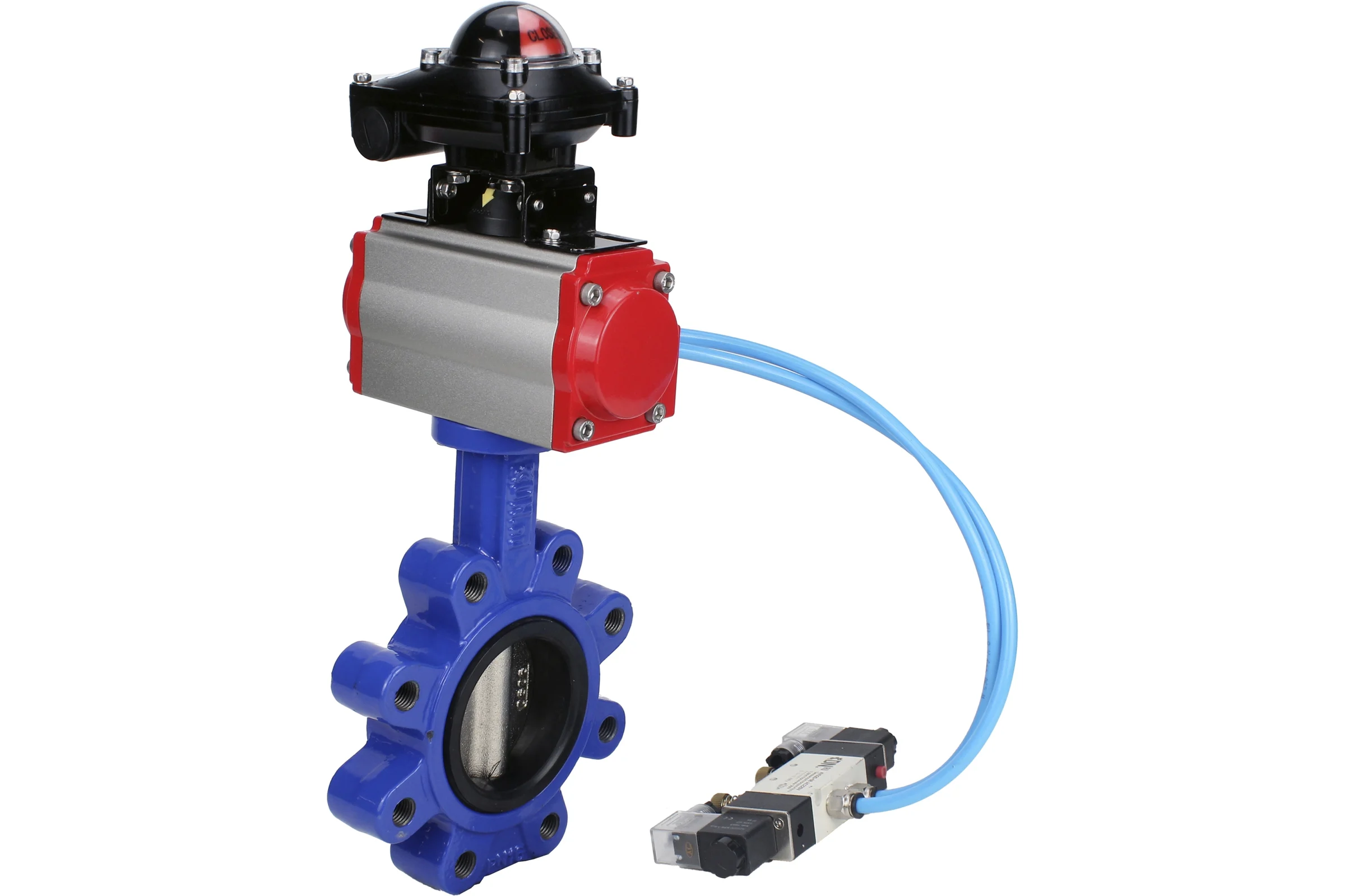 Затвор DN.ru QT450-QT450-NBR-2W-Fb-H Ду125 Ру16 LUG пн.привод, пн.распределитель, БКВ D050-52200