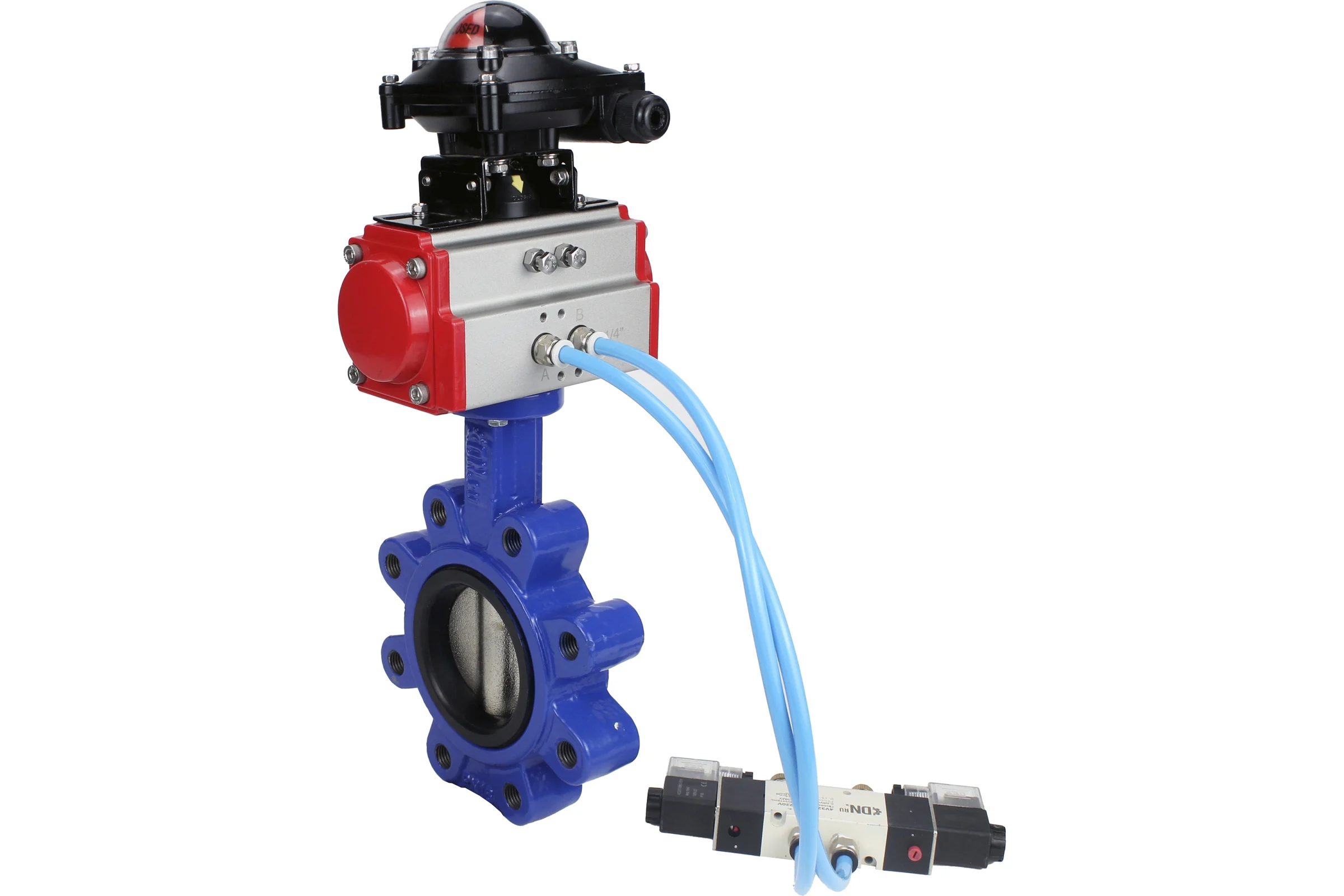Затвор DN.ru QT450-QT450-NBR-2W-Fb-H Ду150 Ру16 LUG пн.привод, пн.распределитель, БКВ D050-52201