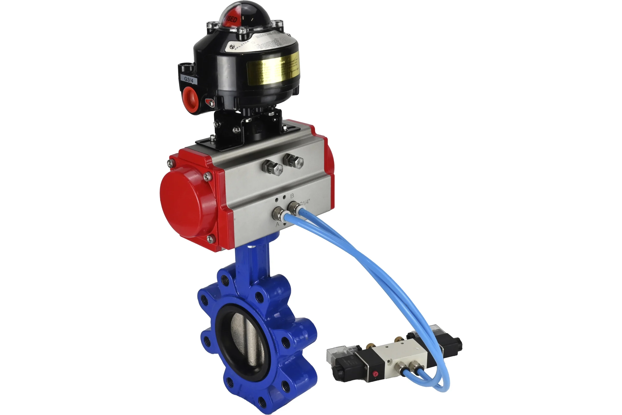Затвор DN.ru QT450-QT450-NBR-2W-Fb-H Ду150 Ру16 LUG пн.привод, пн.распределитель, БКВ D050-52177