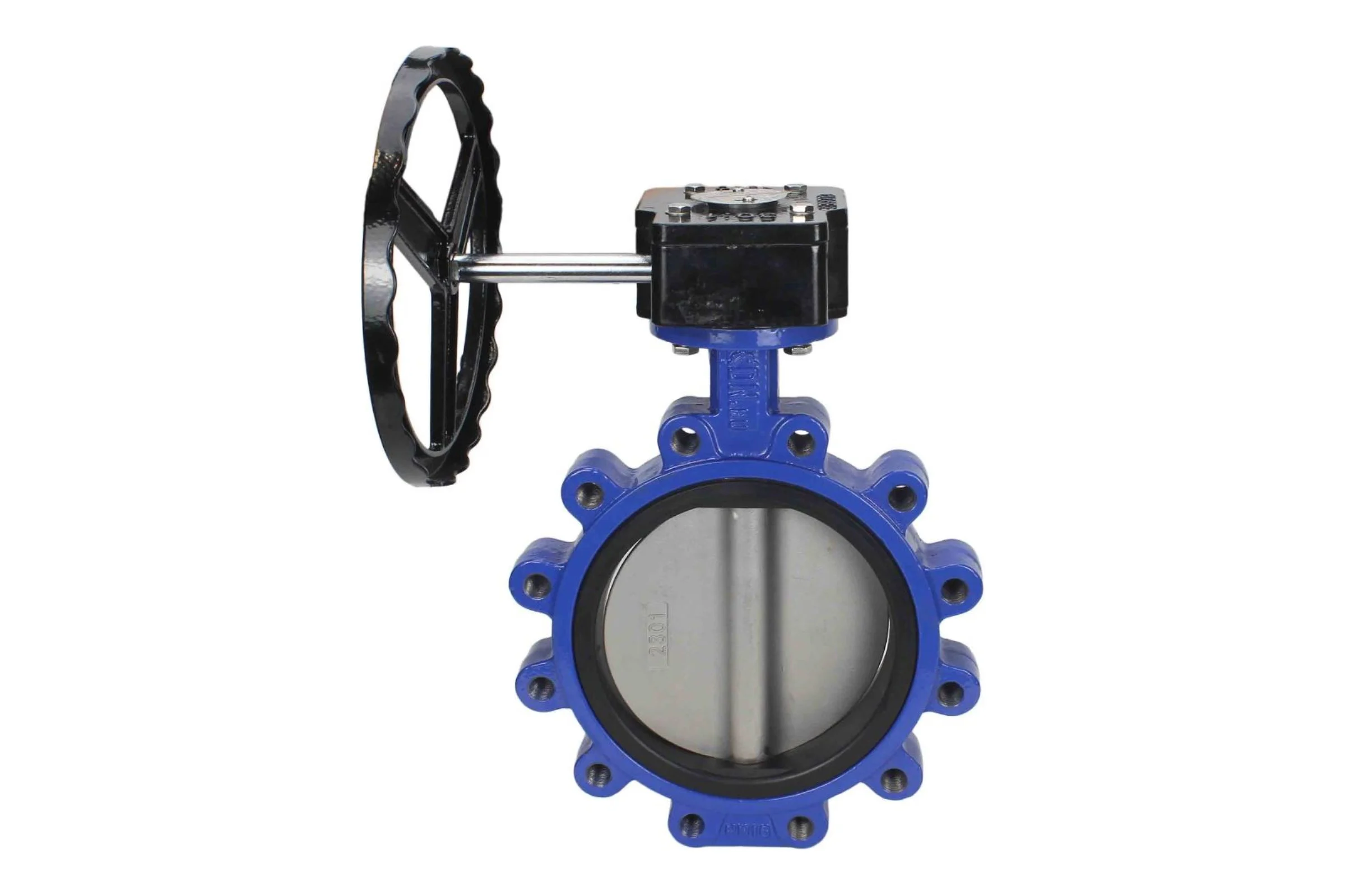 Дисковый затвор DN.ru поворотный QT450-QT450-NBR-2W-Fb-R Ду200 Ру16 LUG с редуктором D050-49958
