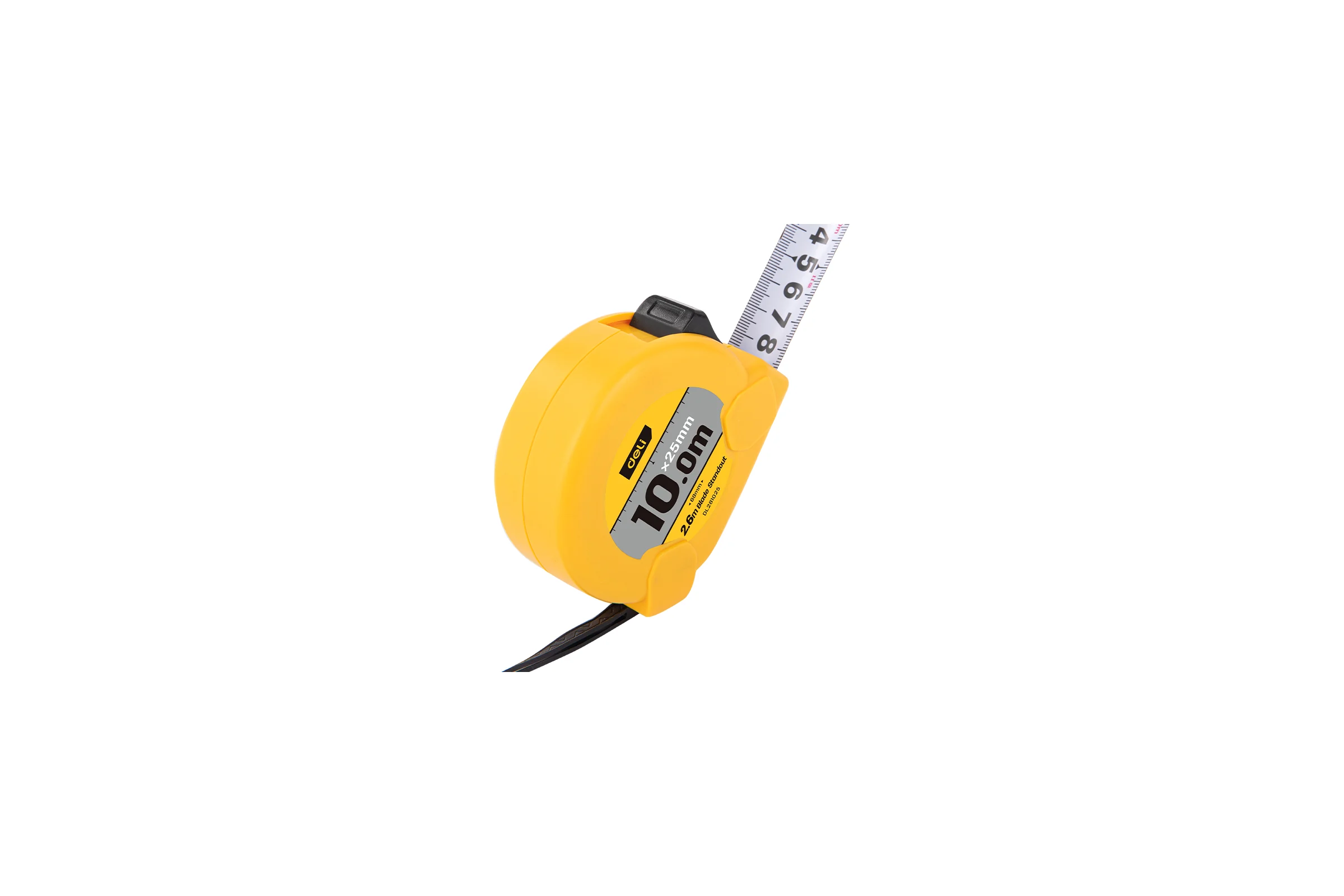 Рулетка DELI DL281025 10м х 25мм, метрическая с ремешком и клипсой 166269