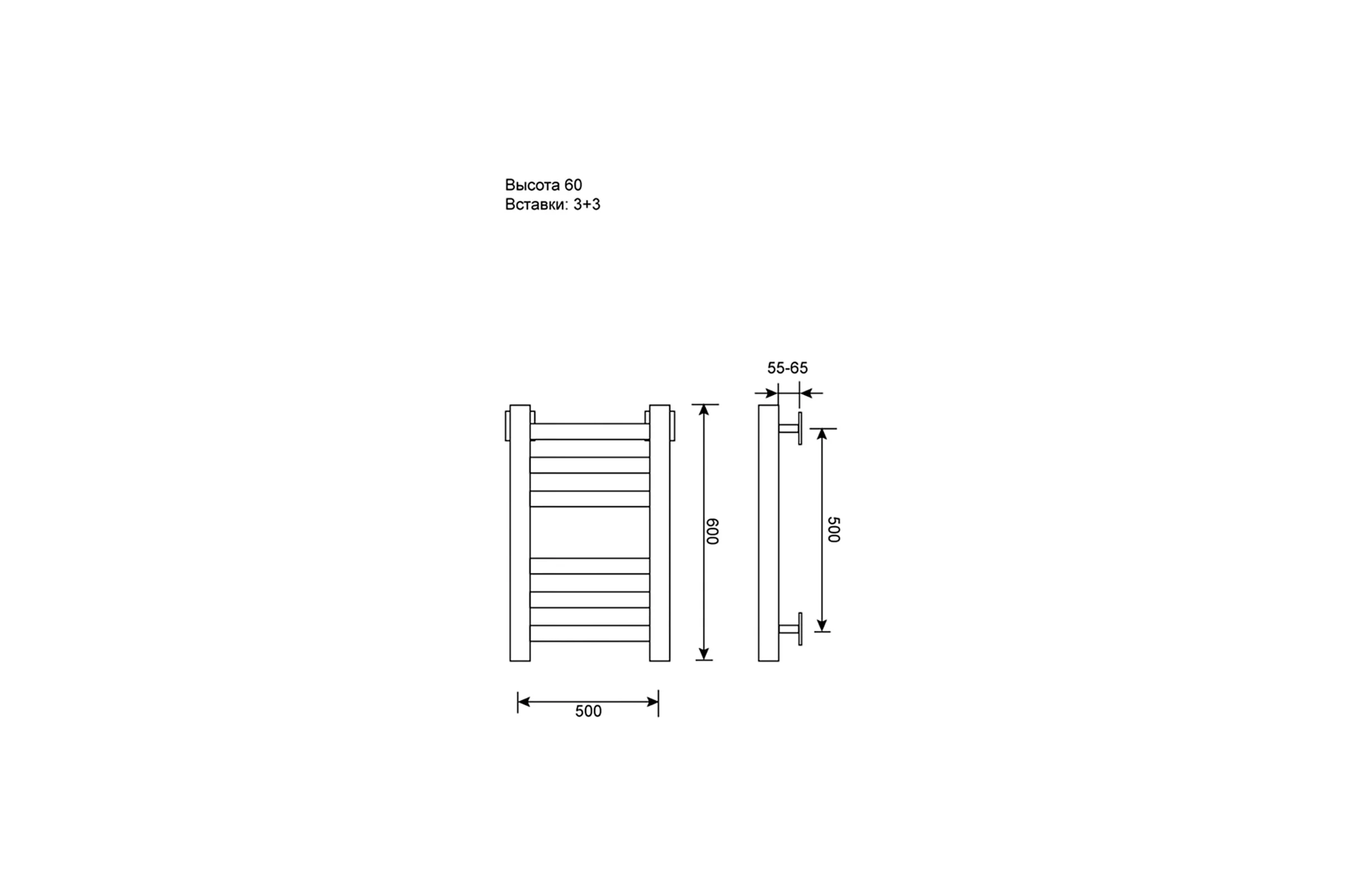 Полотенцесушитель водяной Primoclima Nox 30 Water Inox 60х50 3_3 PCNox30WInox60503.3