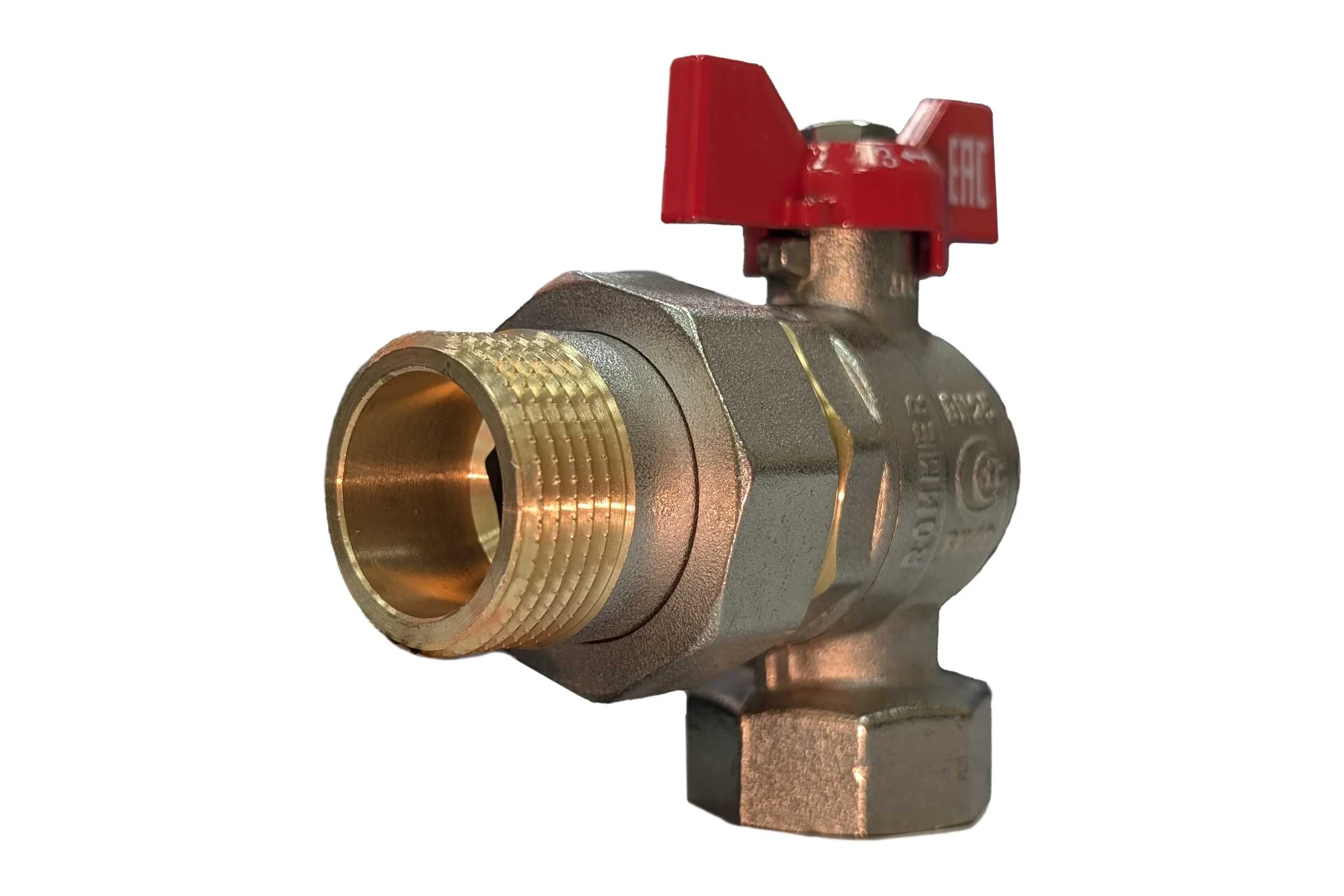 Кран шаровой ROMMER неполнопроходной, угловой, с американкой RBV-0006-2610225 RG00938RJN7G87