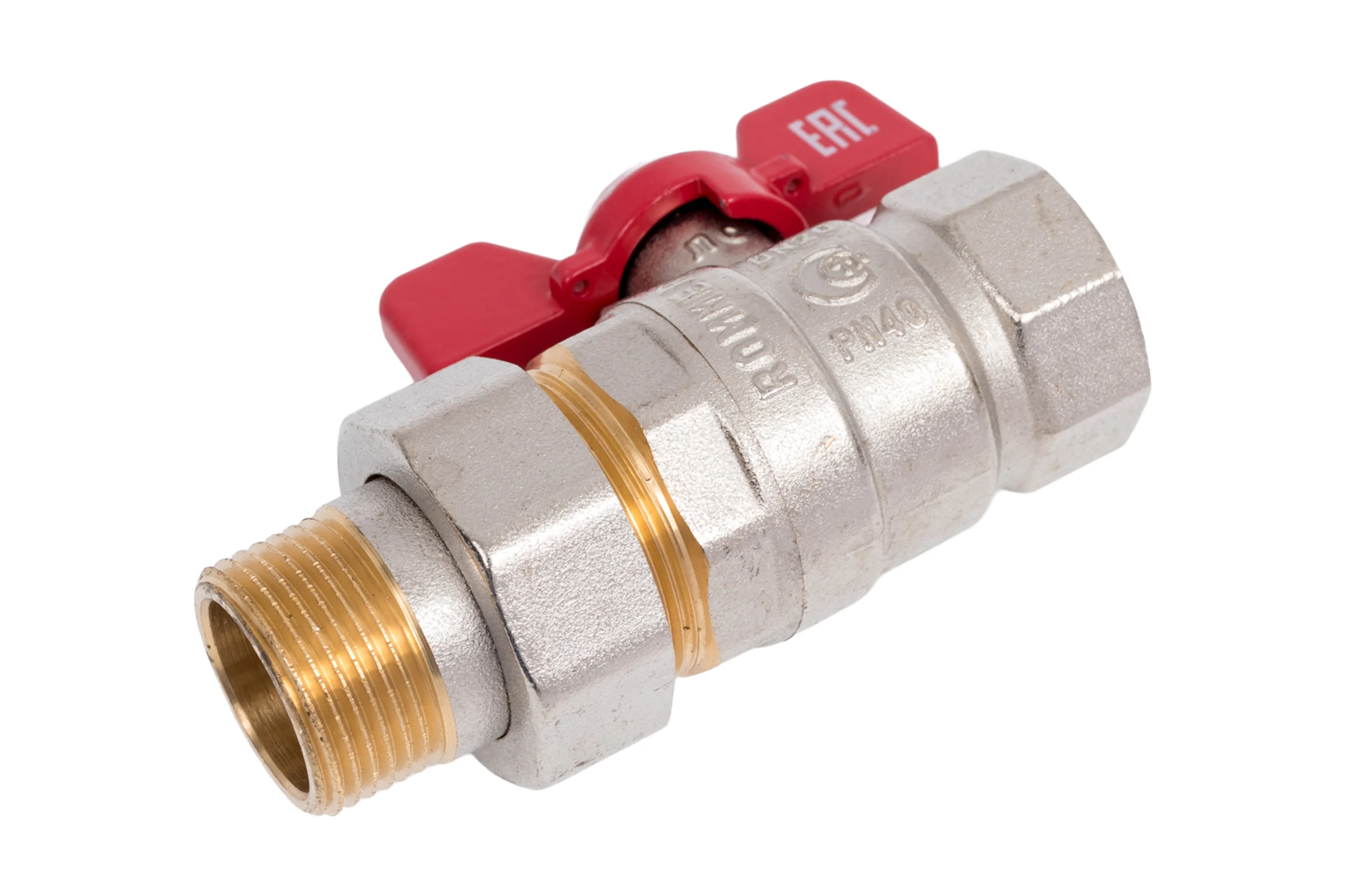 Кран шаровой ROMMER с американкой, ВР/НР, ручка бабочка, 3/4" RBV-0005-2510220 RG00938RJNB0P4