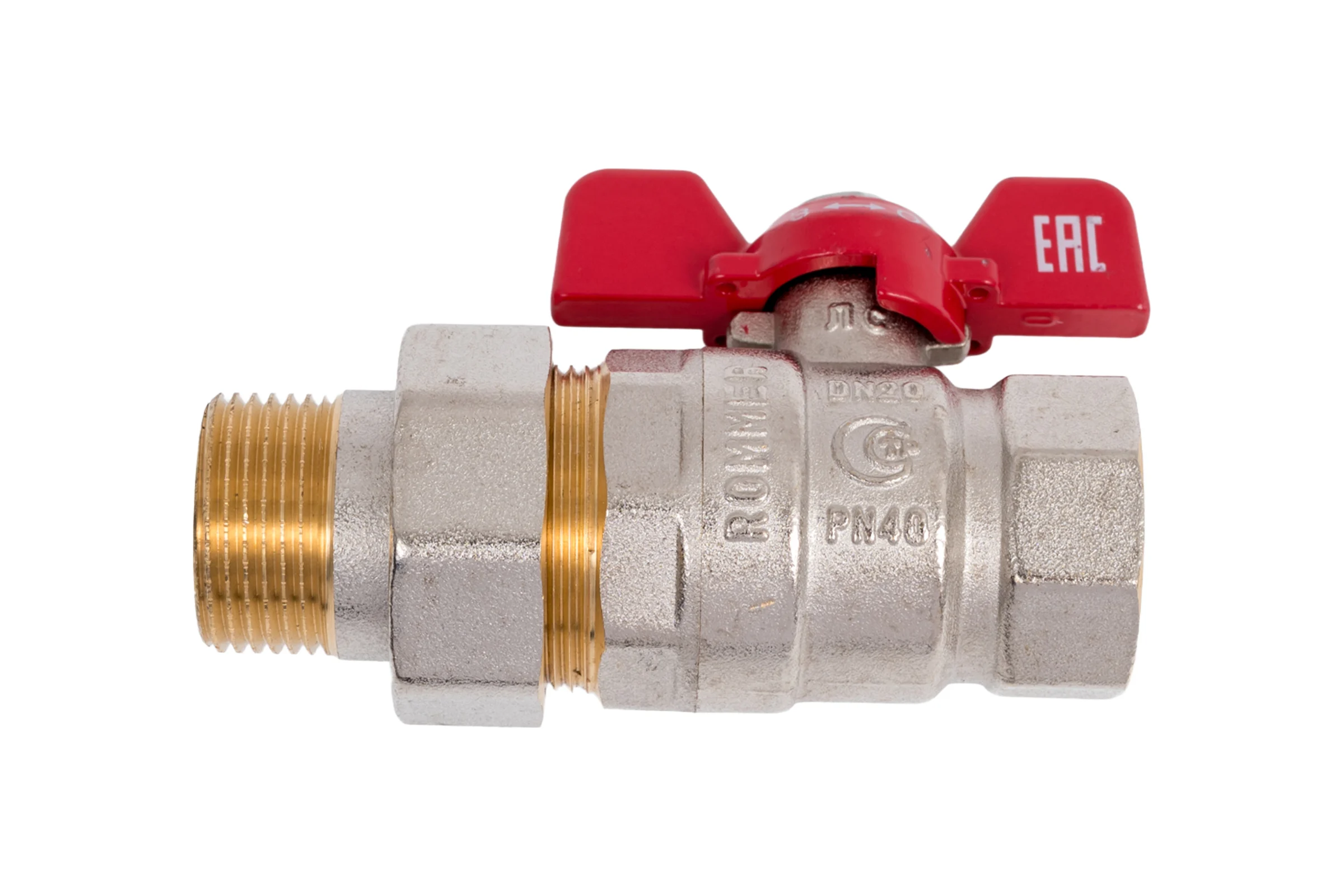 Кран шаровой ROMMER с американкой, ВР/НР, ручка бабочка, 3/4" RBV-0005-2510220 RG00938RJNB0P4