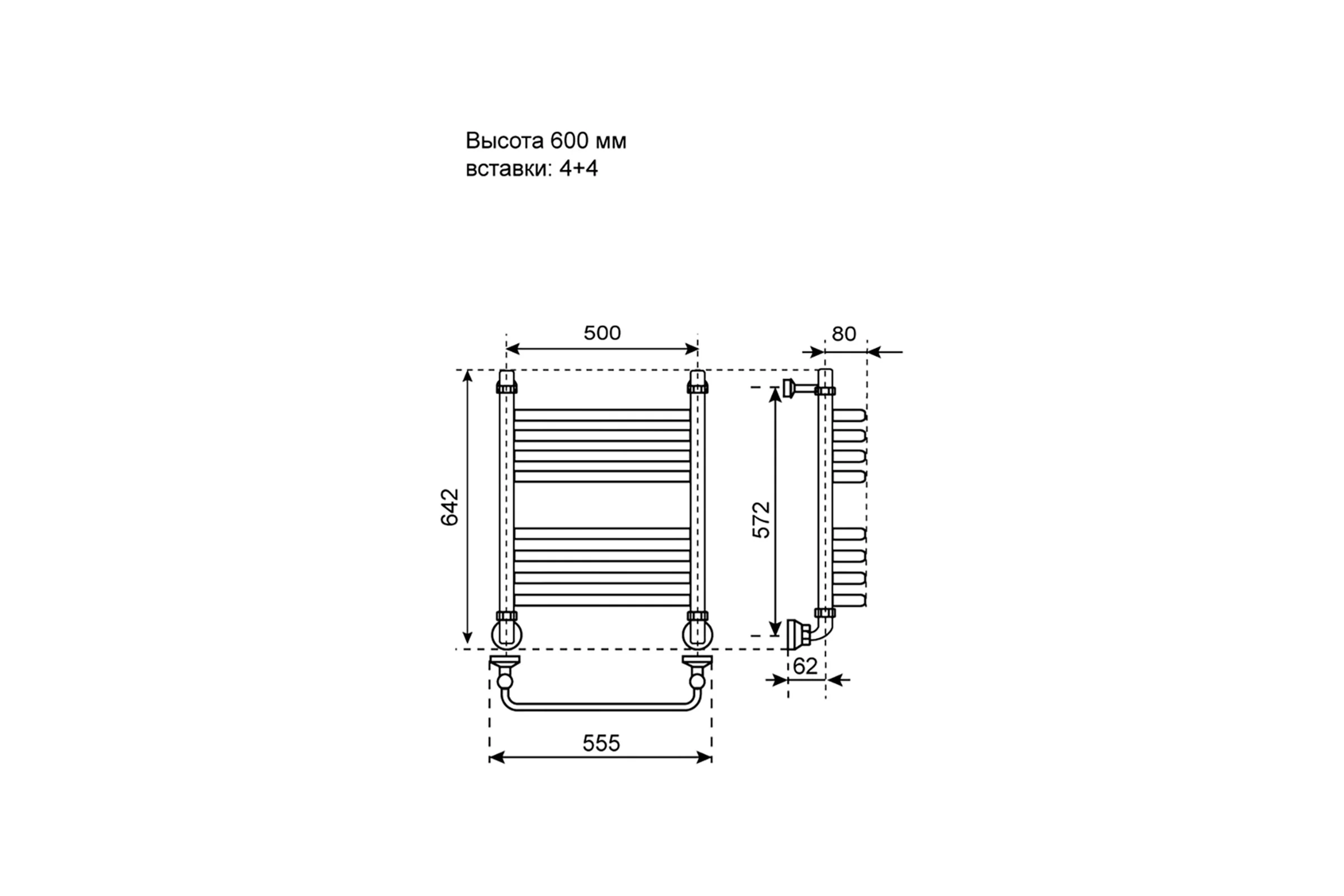 Полотенцесушитель водяной Step Water Inox 60х50 4_4 Primoclima PCStepWInox60504.4