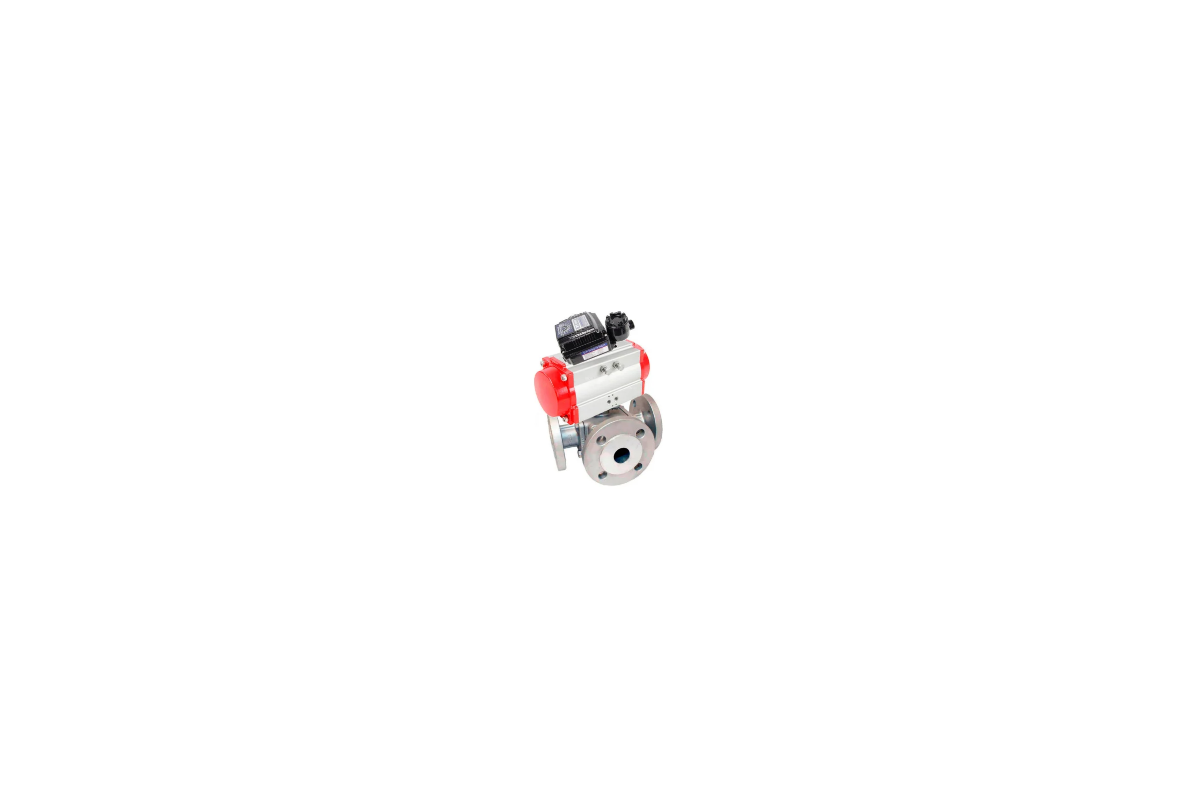 Шаровой кран DN.ru 316-316-PTFE L-тип Ду40 Ру16, пневмопривод, эл.пн.позиционер D160-33472