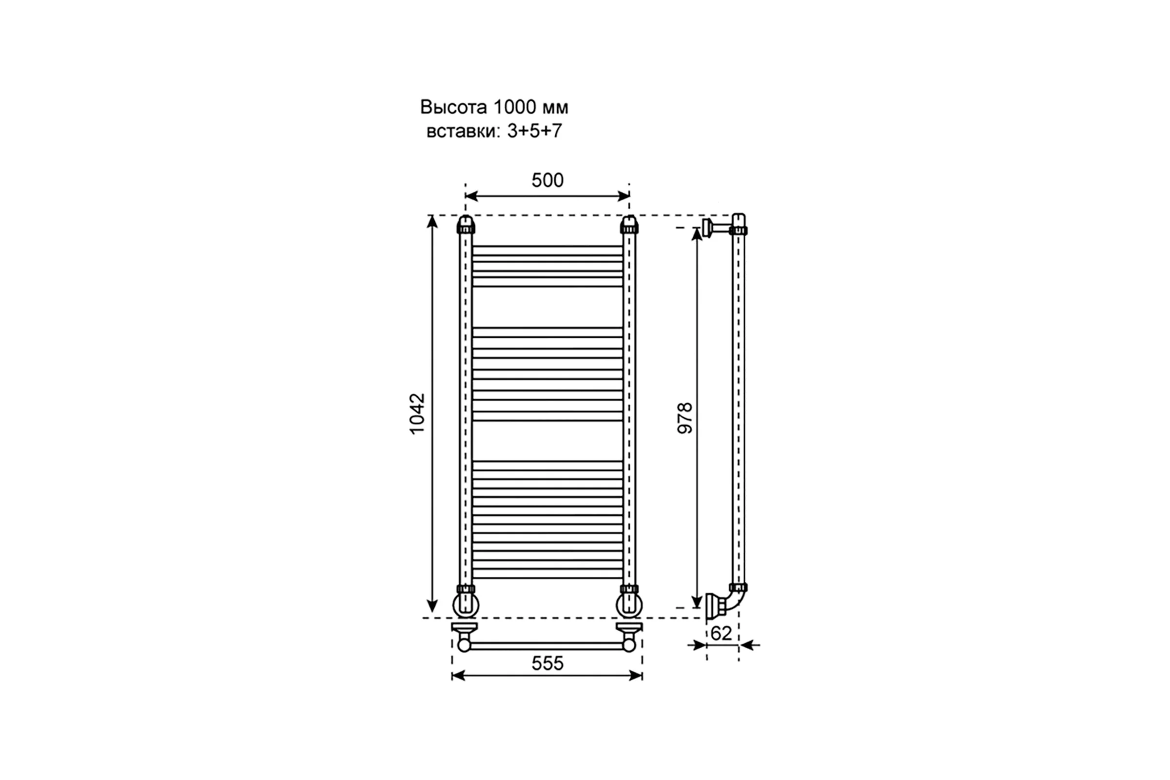Водняной полотенцесушитель Primoclima Vita Water Inox 100х50 3_5_7 PCVitaWInox100503.5.7