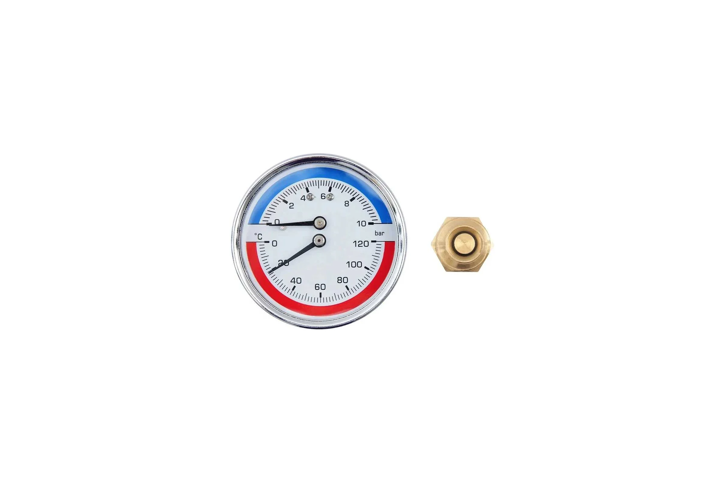 Термоманометр аксиальный SMT 1/2", 10 бар, 120 C D63Н04-10/120