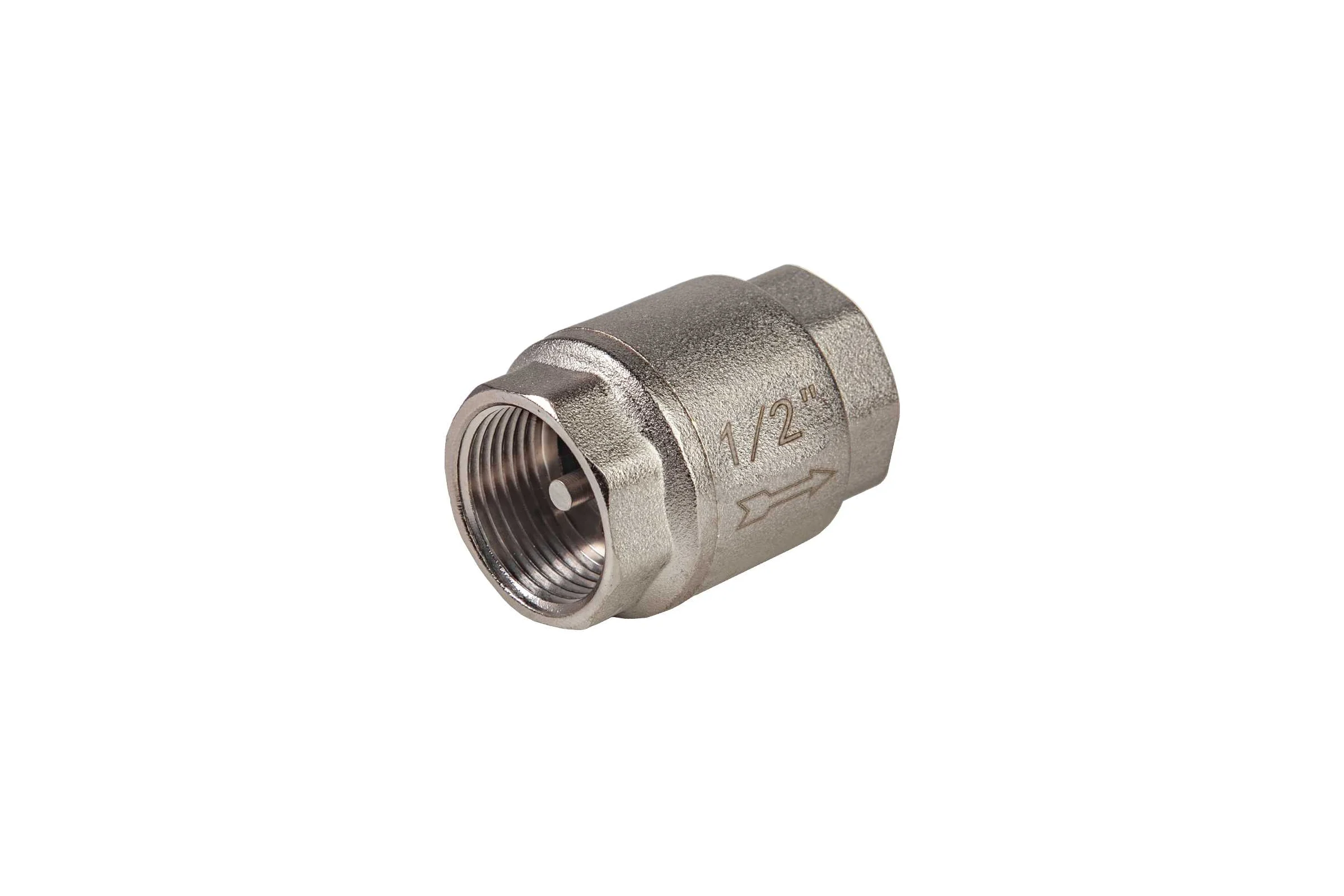 Клапан обратный с латунным золотником KROMWELL 1/2, никелированный KW.502.04