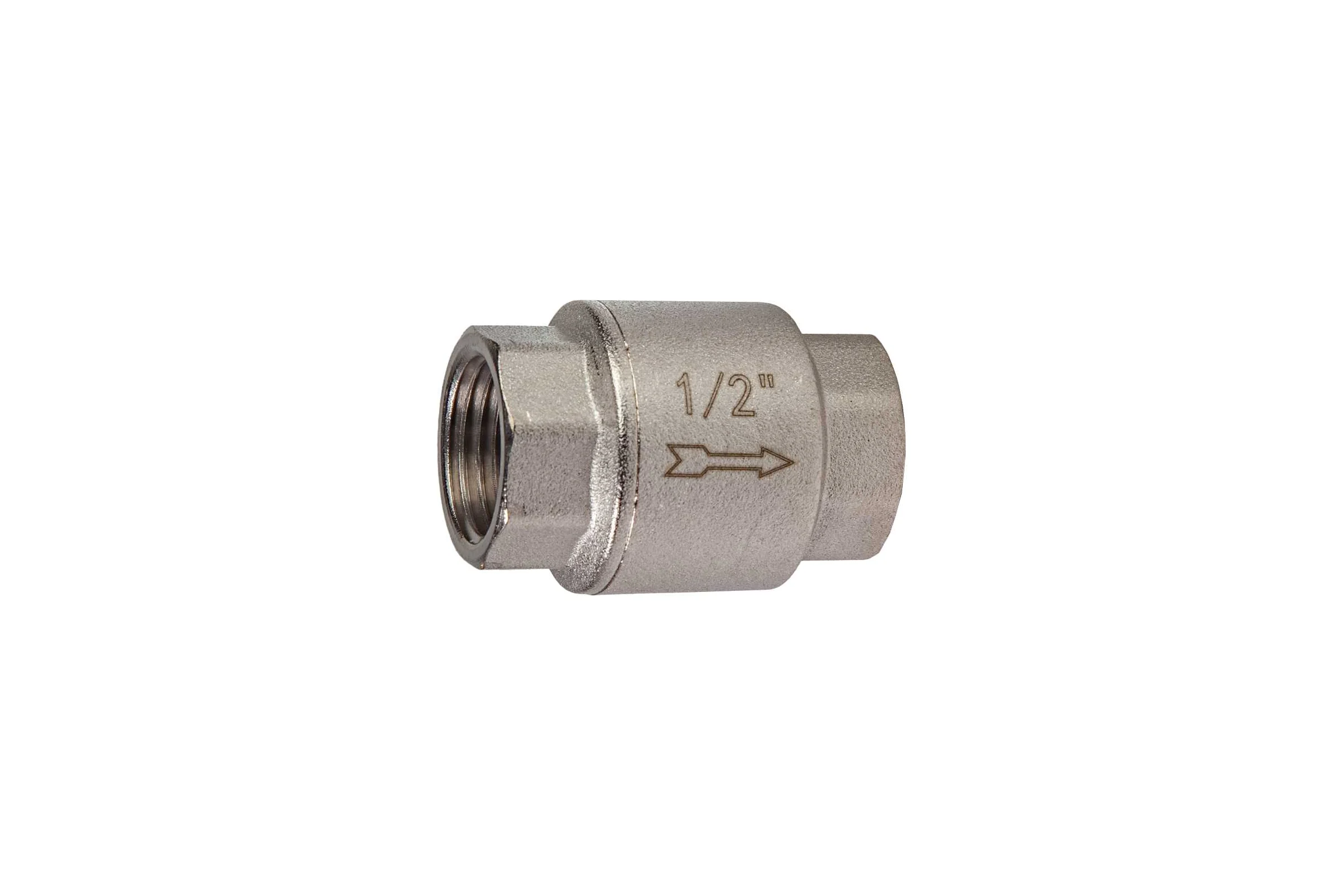Клапан обратный с латунным золотником KROMWELL 1/2, никелированный KW.502.04
