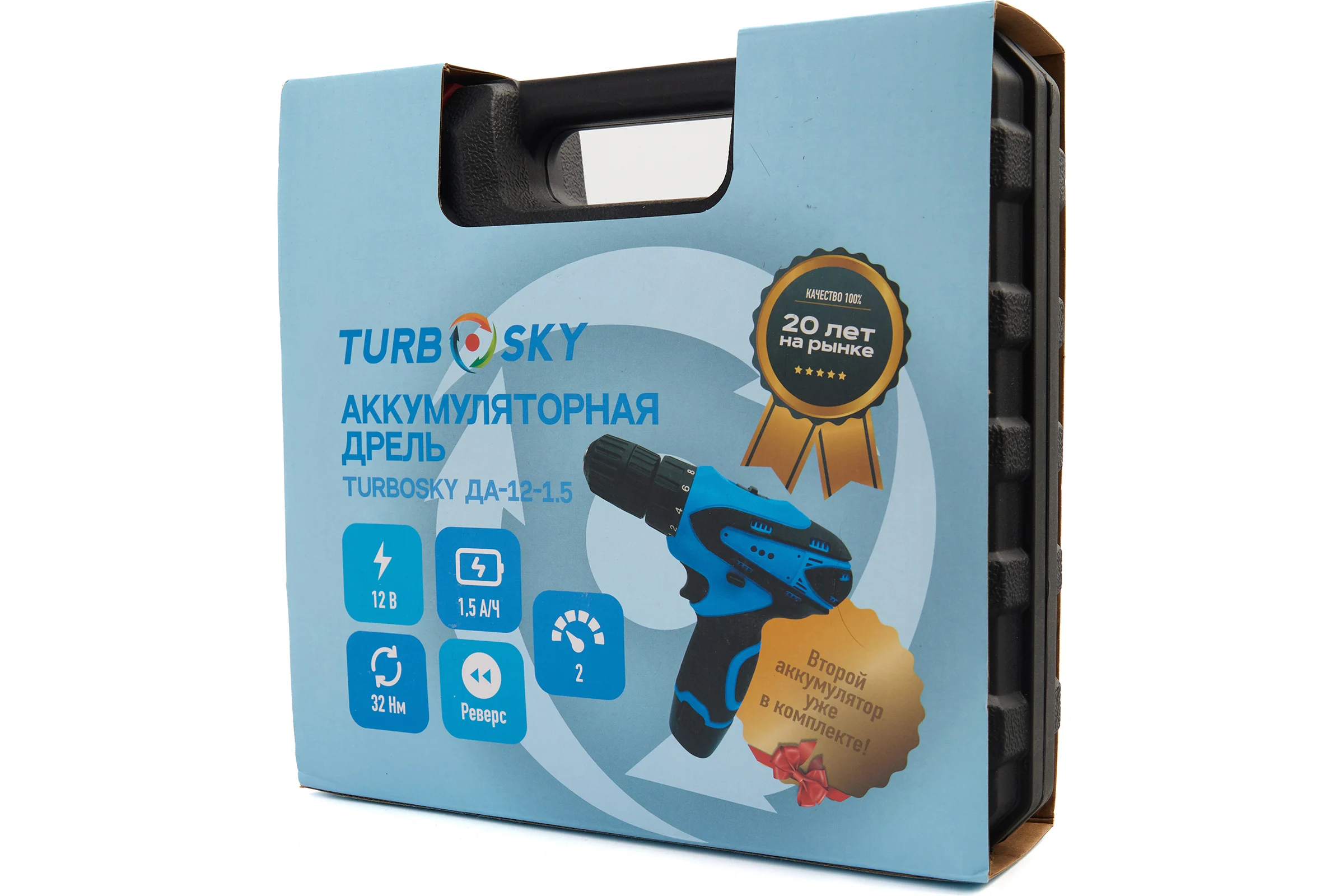 Аккумуляторная дрель-шуруповерт Turbosky ДА-12/1.5 2 АКБ 452