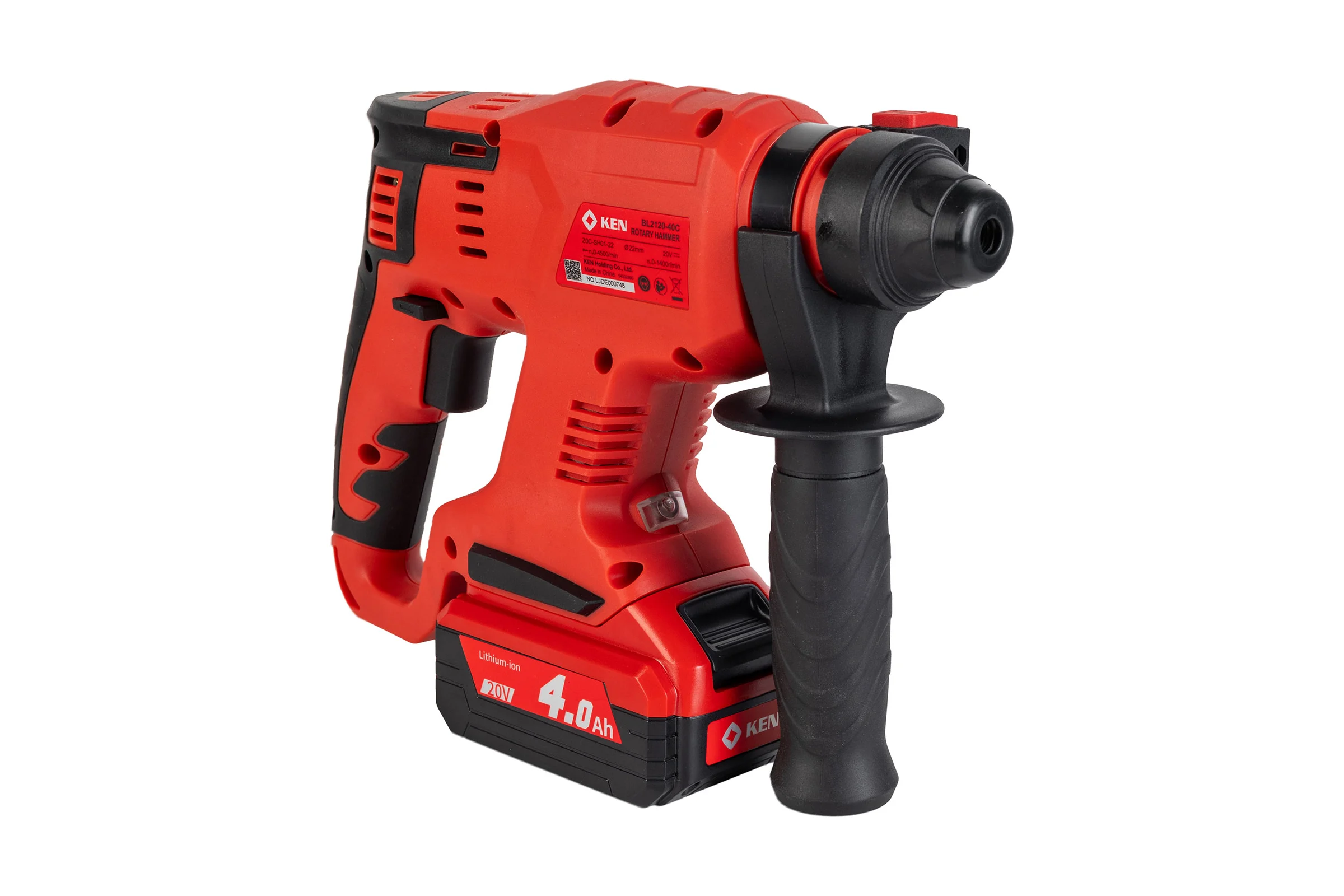 Перфоратор KEN BL2120-40C (20V 4.0AhВ) с регулировкой оборотов, 3-22 мм, 0-1400об/мин 115.413.9405