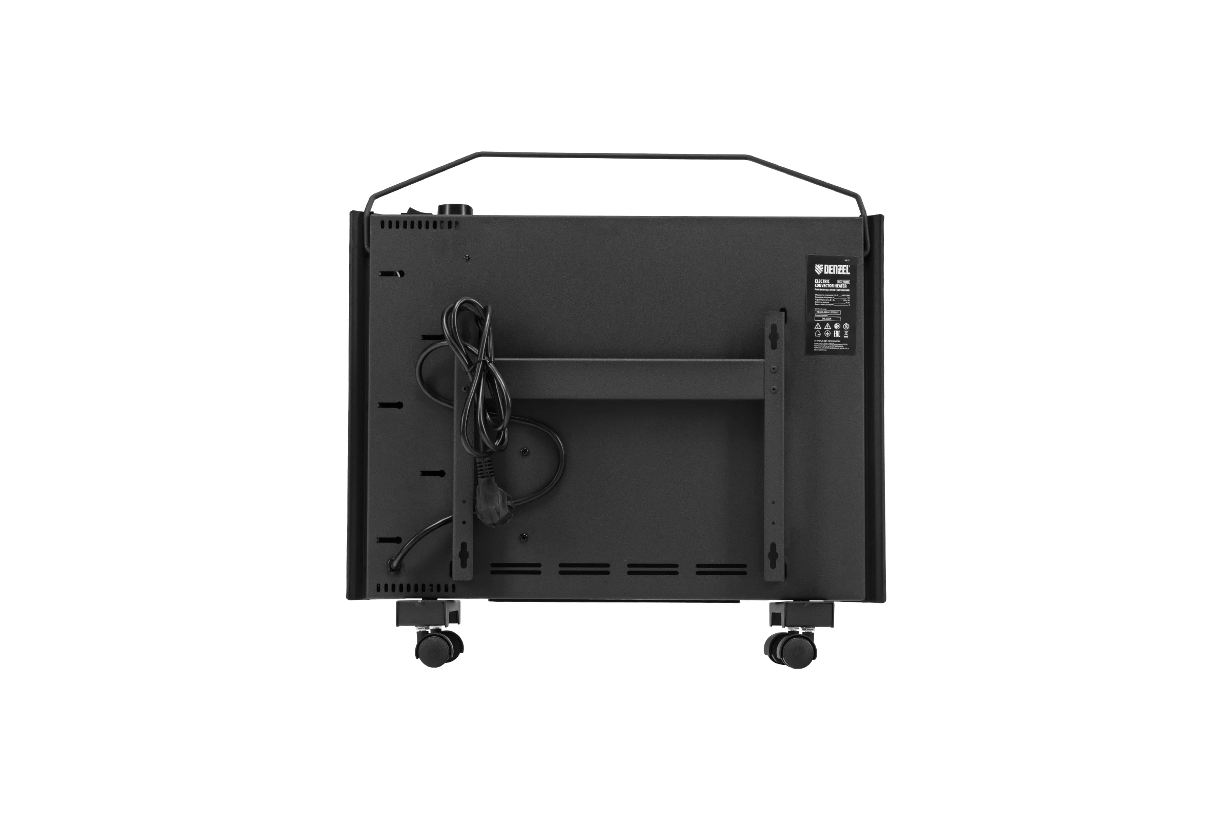 Конвектор электрический Denzel XCE-1000B, 230 В, 1000 Вт, черный, сушилка, колеса, Х-элемент 98127